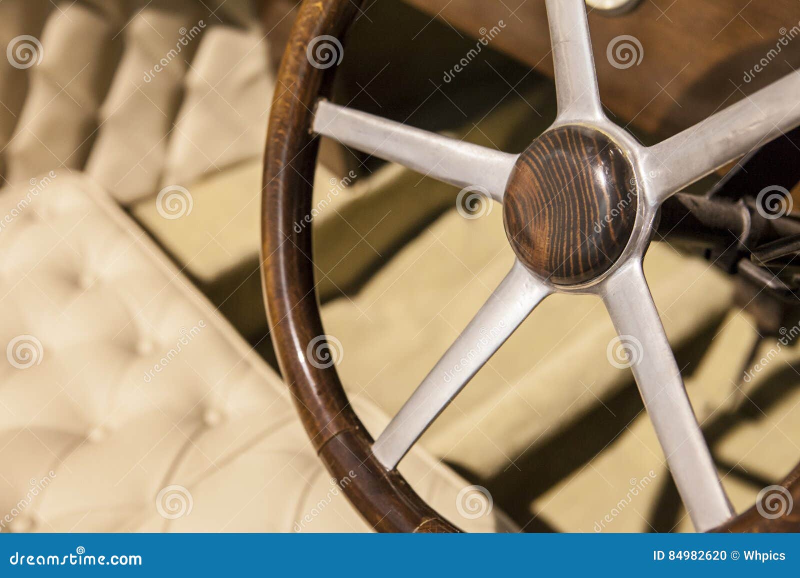 Wooden Steering Wheel in a Classic Car Editorial Image Image of wood
