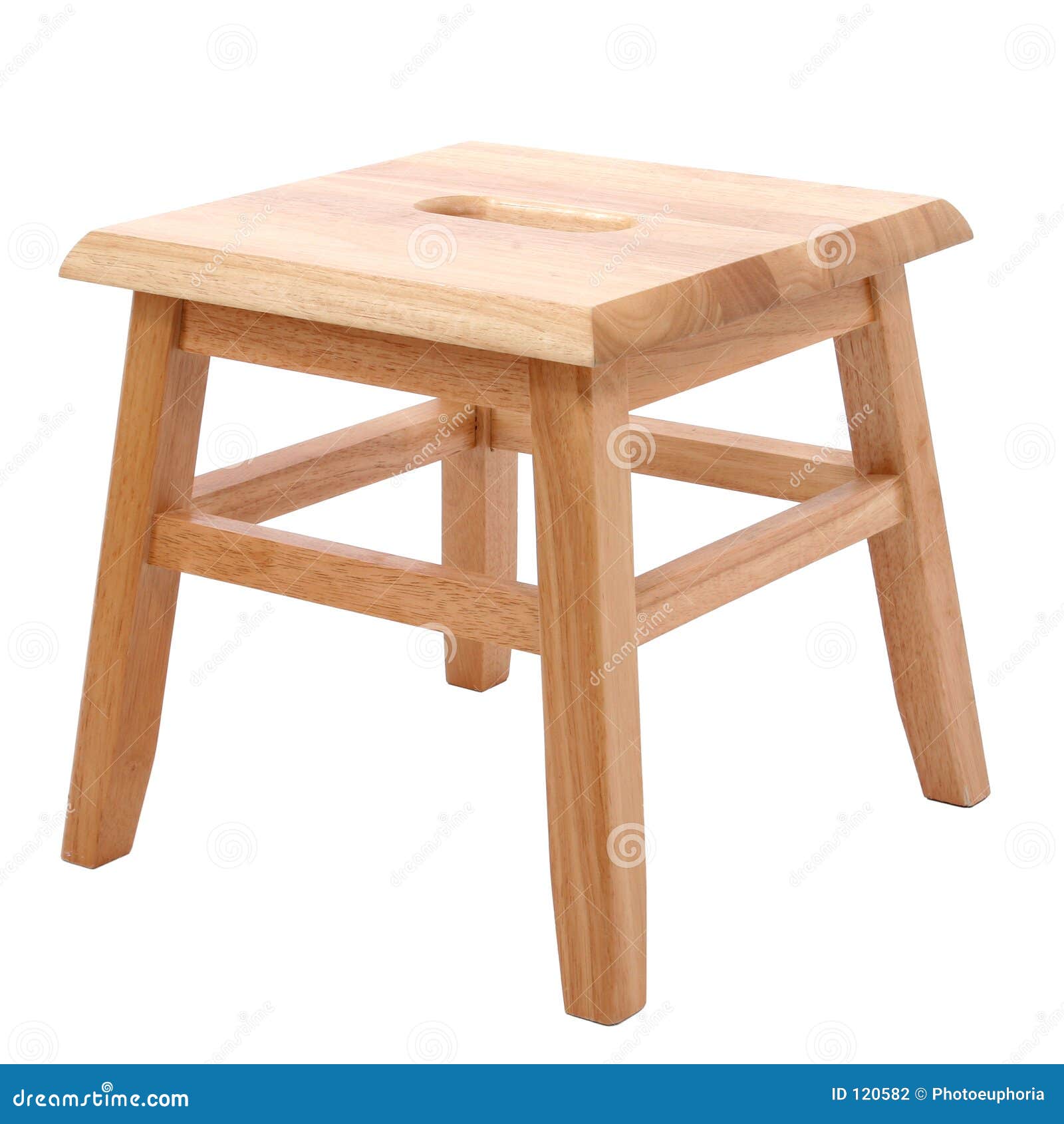 Wooden Stool Over White Stock Photography - Image: 120582