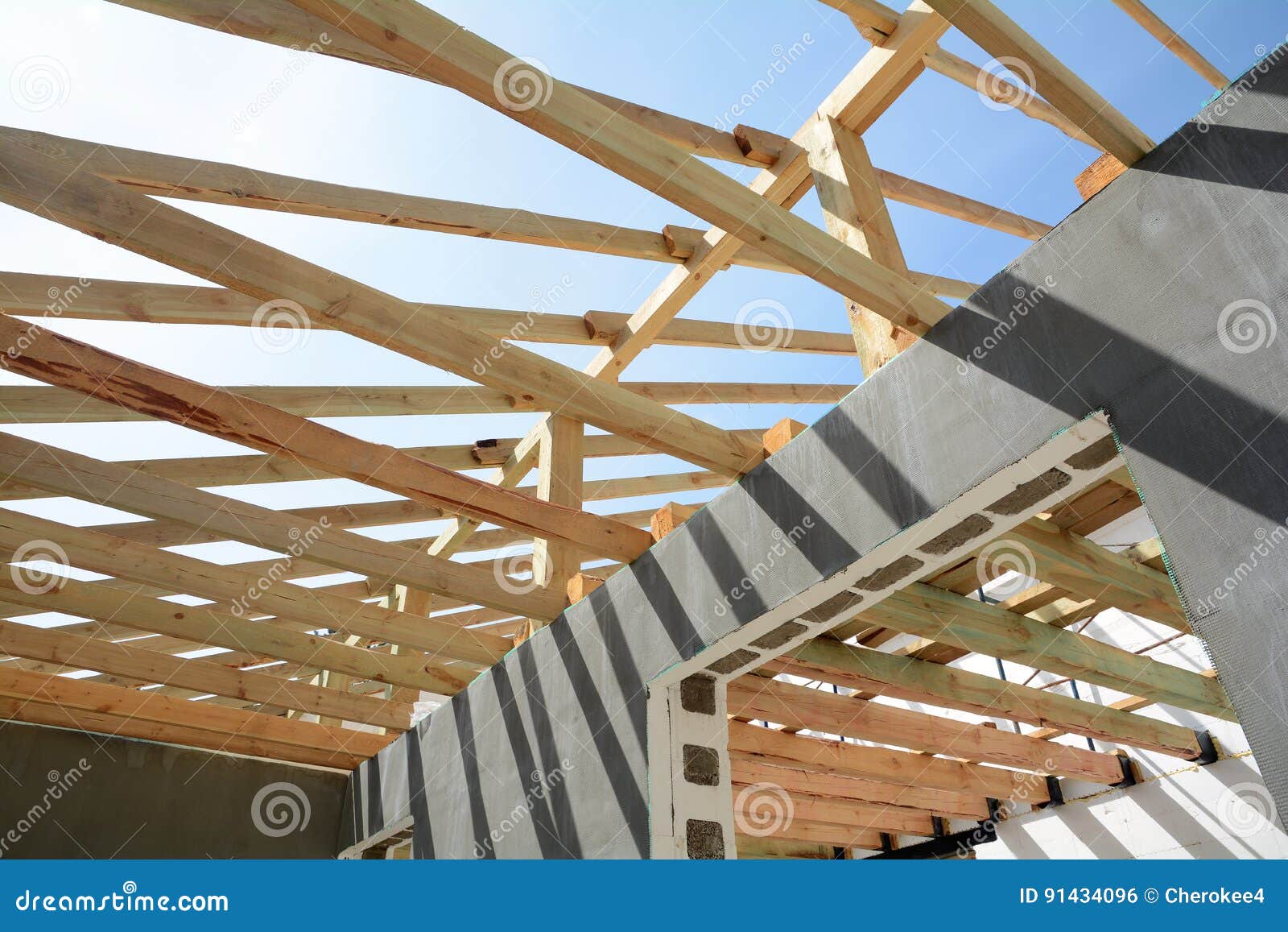 The Wooden Structure Of The Building Installation Of Wooden