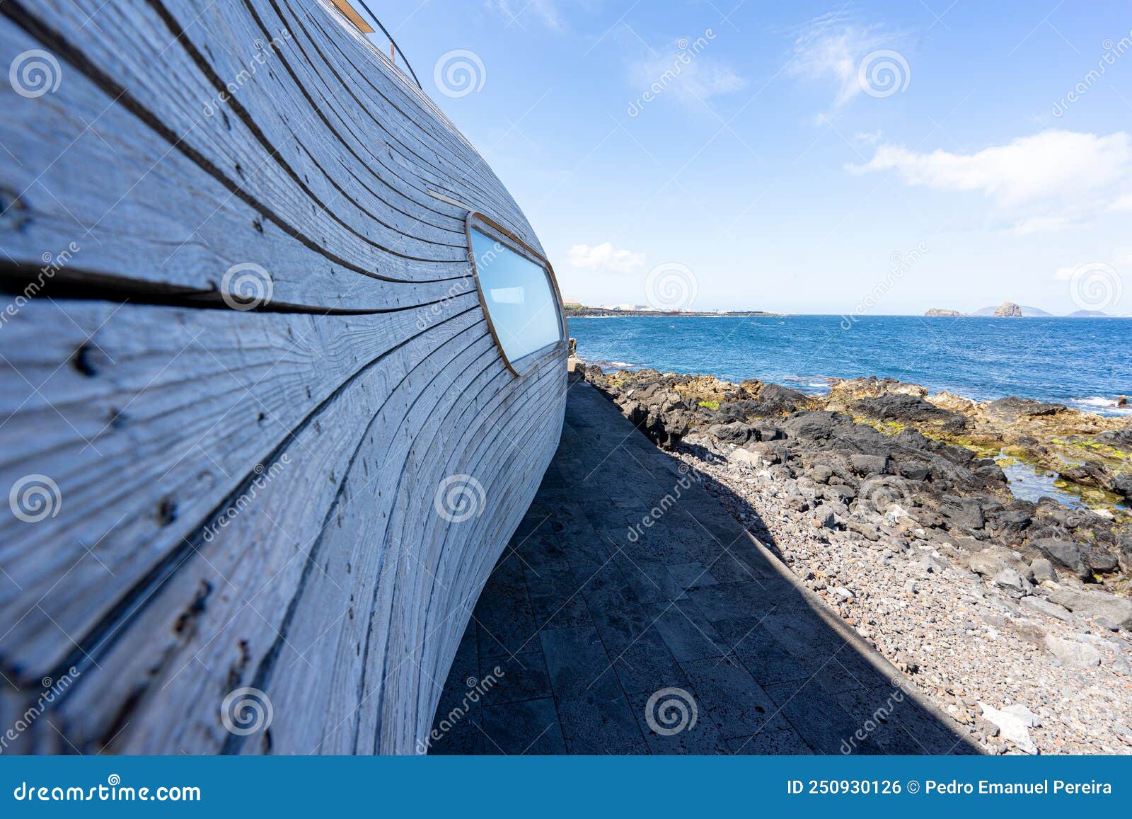 wooden structure of different  5, island of pico in the azores archipelago.  cella bar.