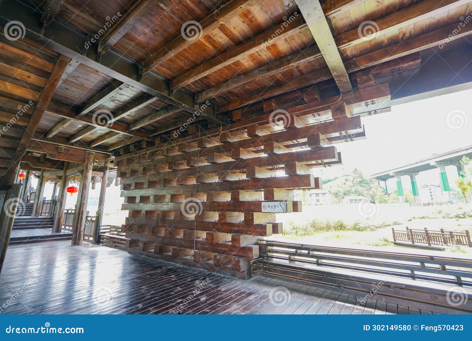the wooden structures inside the 