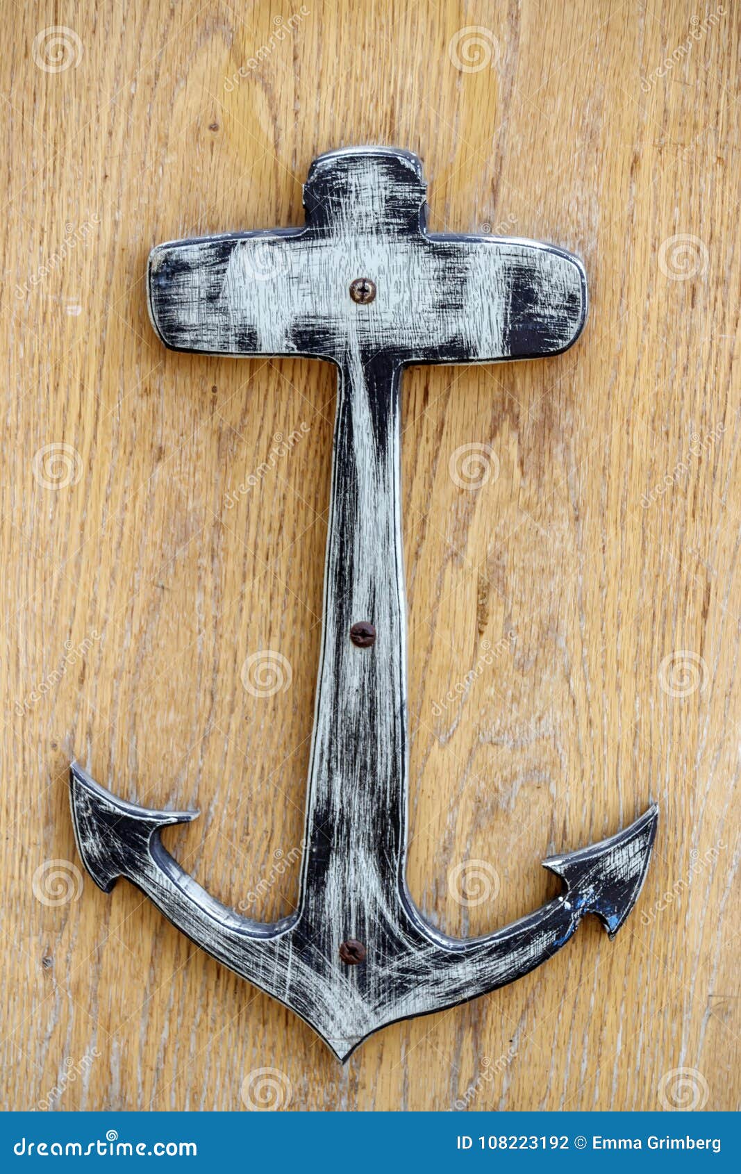 Wooden Stylized Anchor On A Wooden Board Stock Photo Image Of