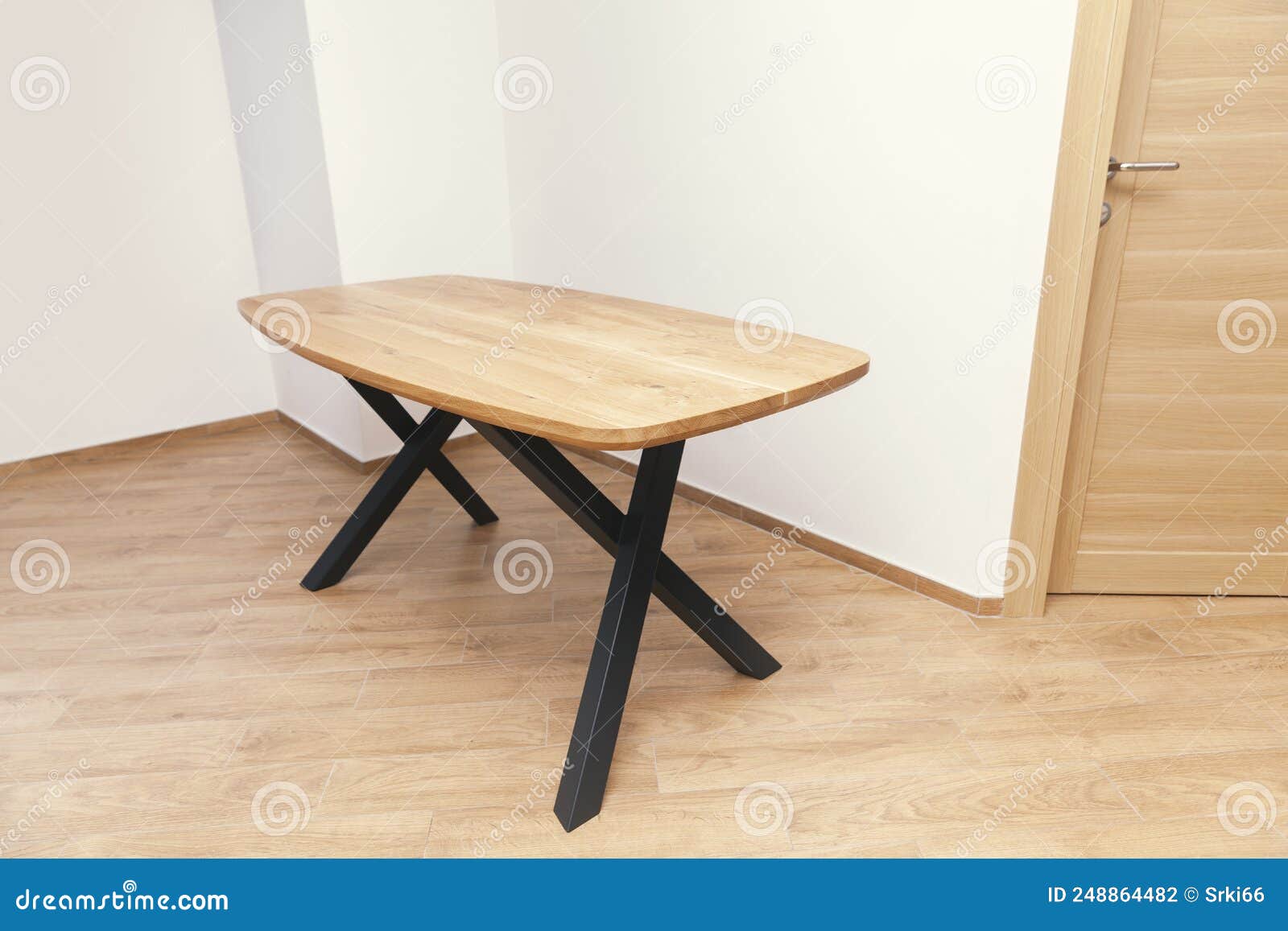 Wooden Table with Black Legs Stock Photo Image of board, surface