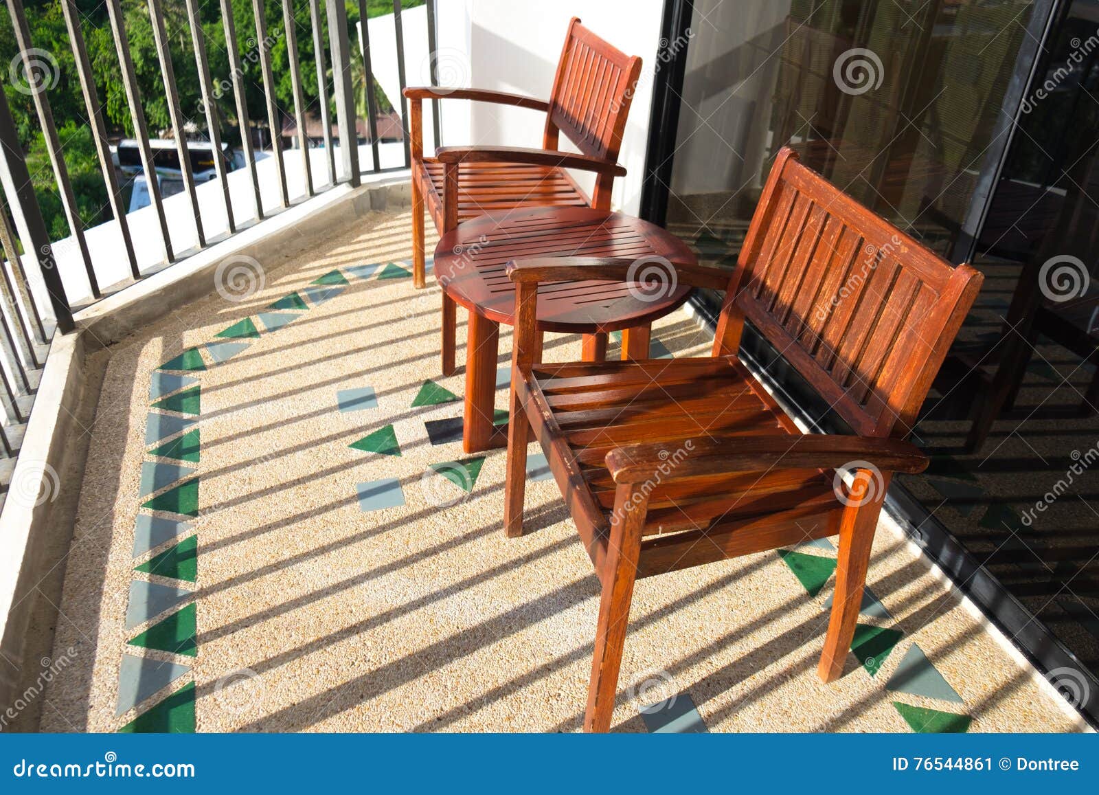 Wooden table and chair set stock image. Image of hotel 76544861
