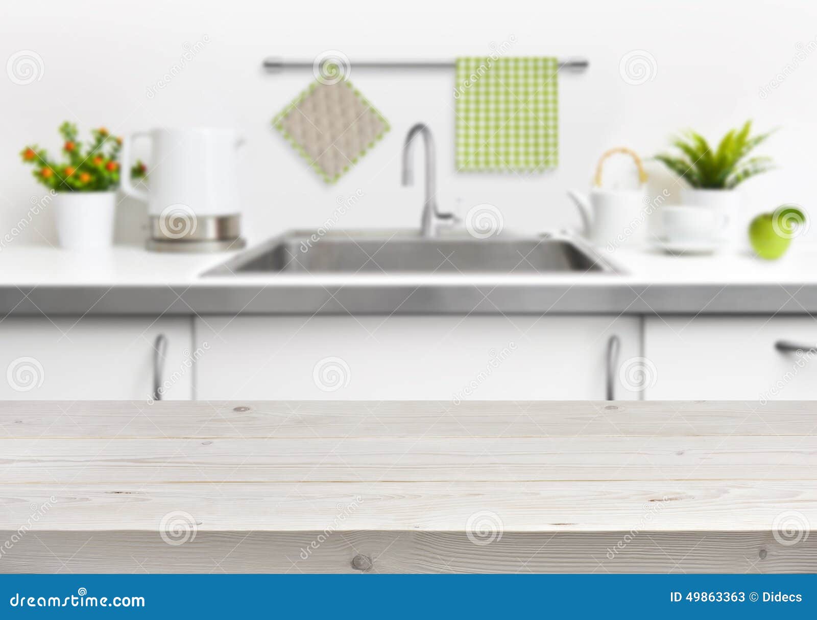 Wooden Table On Kitchen Sink Interior Background Stock Photo Image: 49863363 Wooden Table On Kitchen Sink Interior Background Stock Photo Image: 49863363