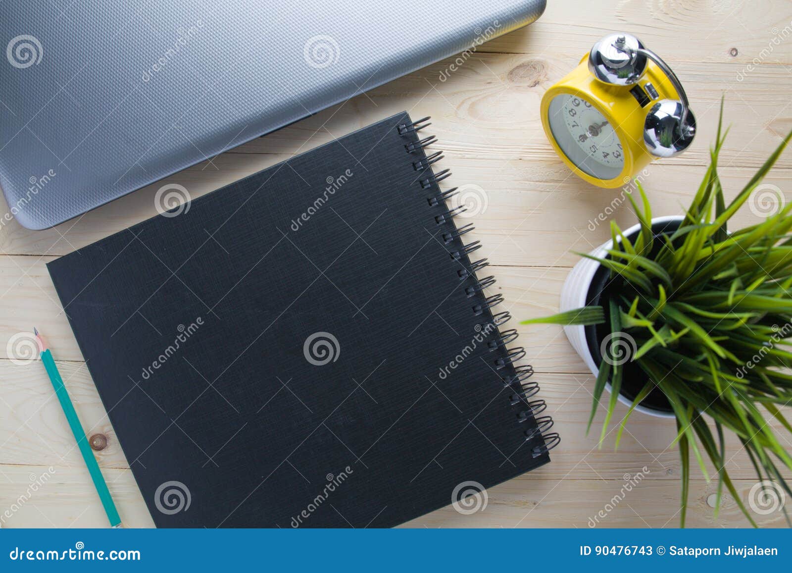 Wooden Table with Office Supplies Stock Image Image of note, desktop