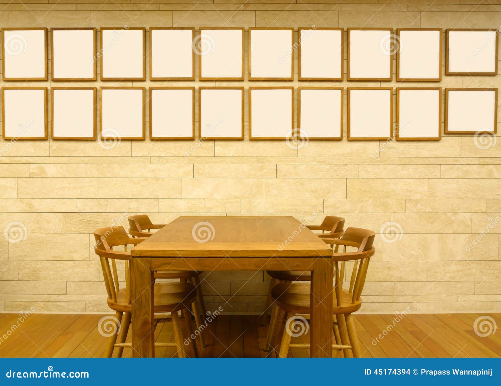 Wooden Table and Picture Frame Stock Photo Image of texture, wall 45174394