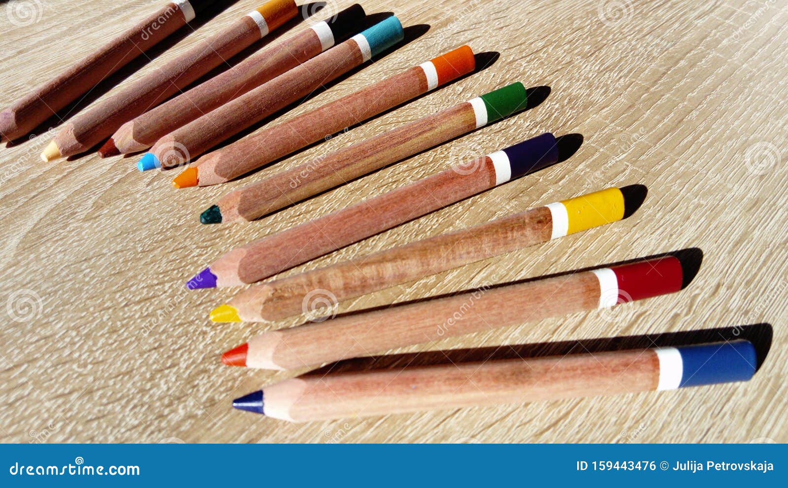 On a Table are Several Wooden Thick Colored Pencils Stock Photo Image