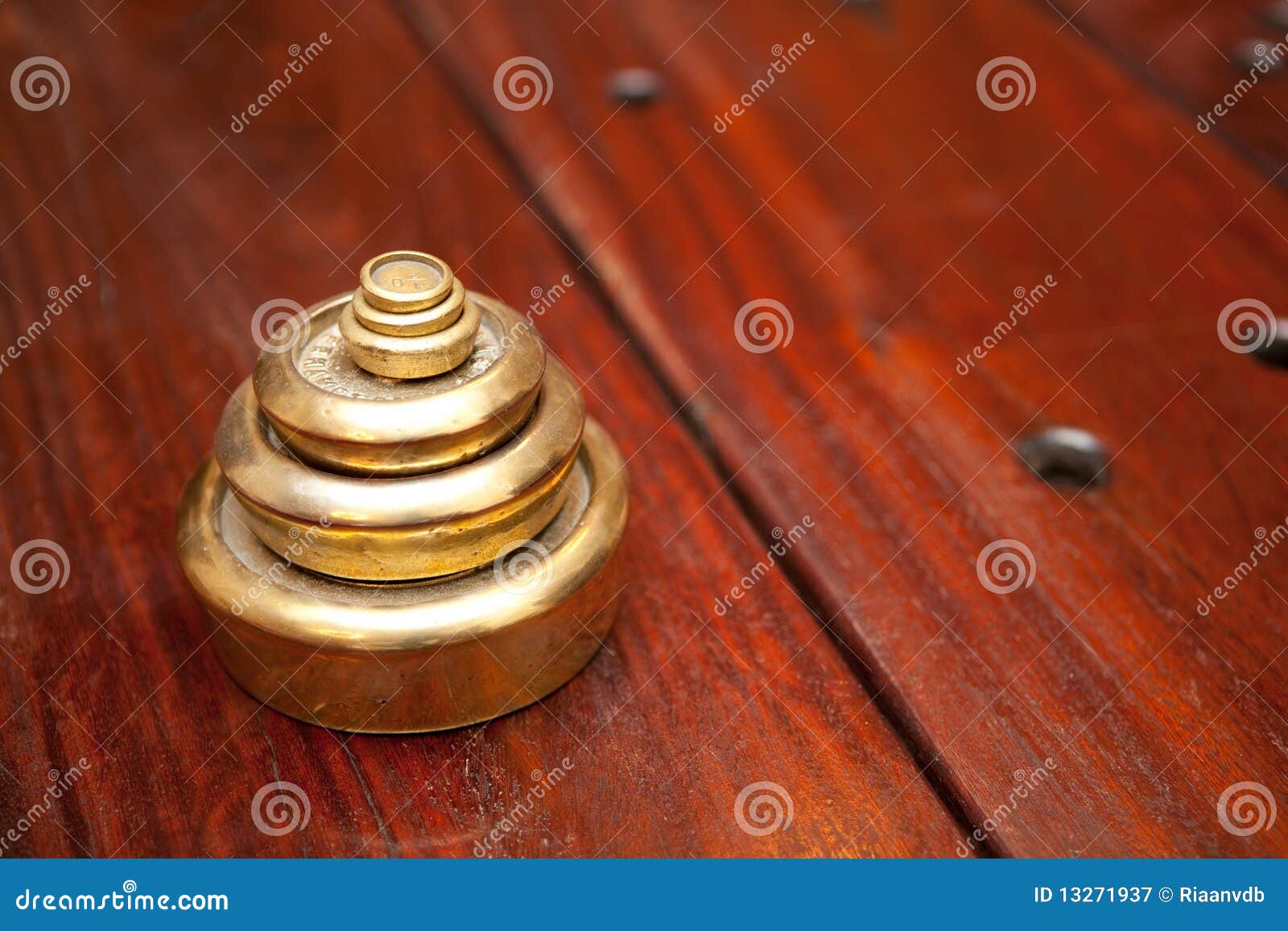 Wooden Table and weights stock image. Image of wooden 13271937