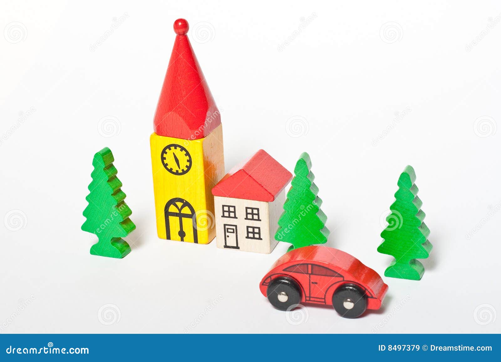 Wooden toy city stock image. Image of house, pinewood 8497379