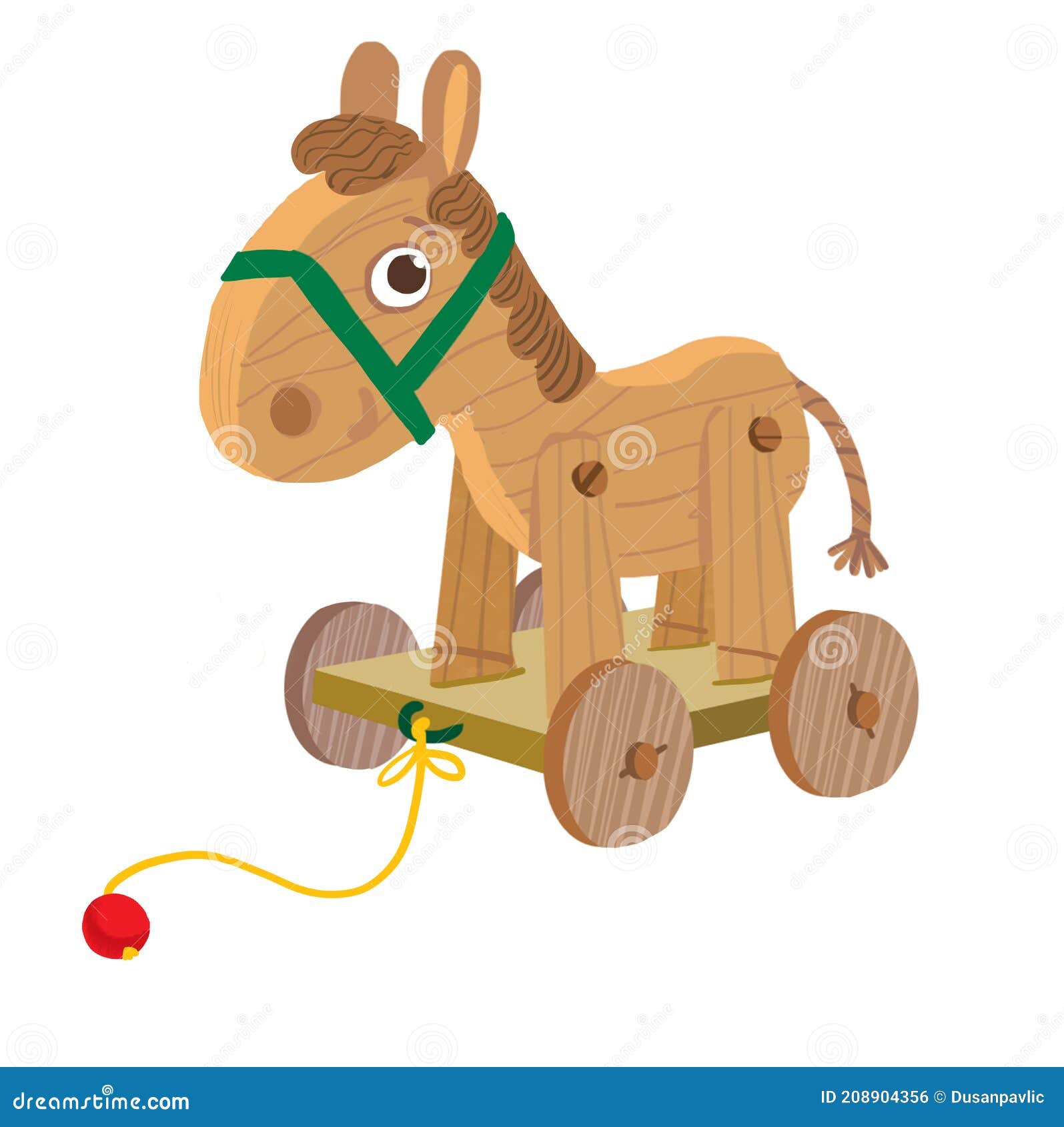Toy wooden horse on wheels stock illustration. Illustration of animal