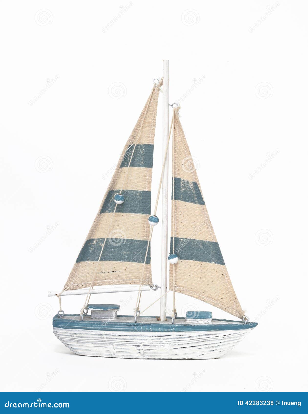 Wooden Toy Sailing Boat On White Background Stock Photo ...