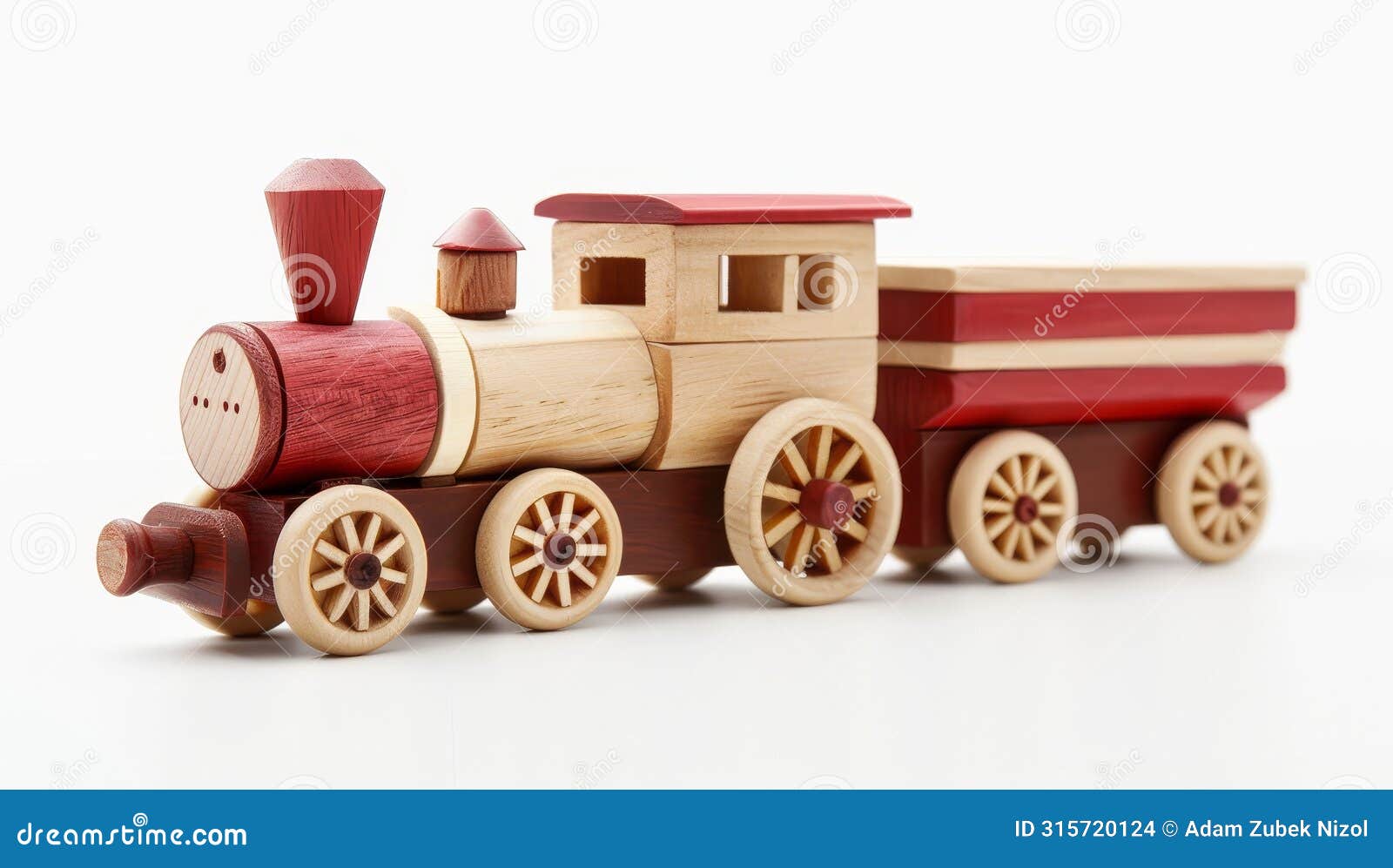 wooden toy train with carriages