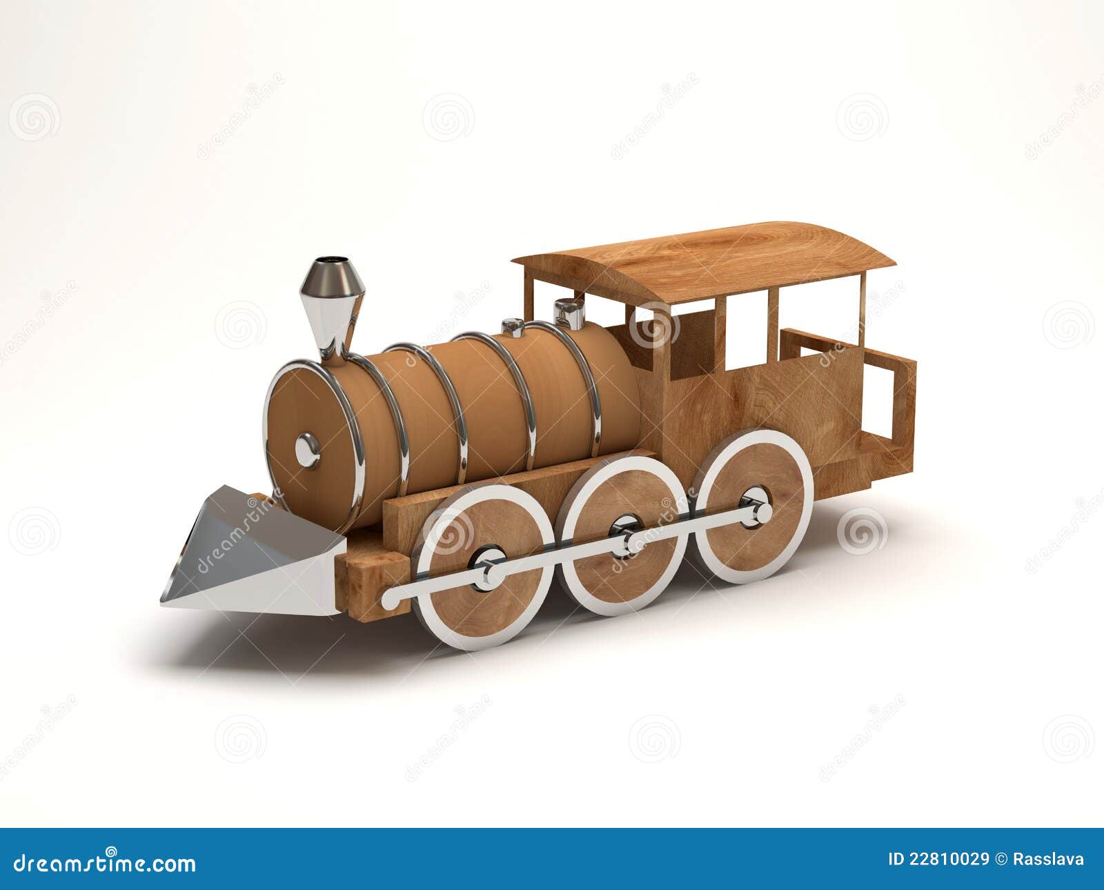 wooden toy train on white background stock illustration