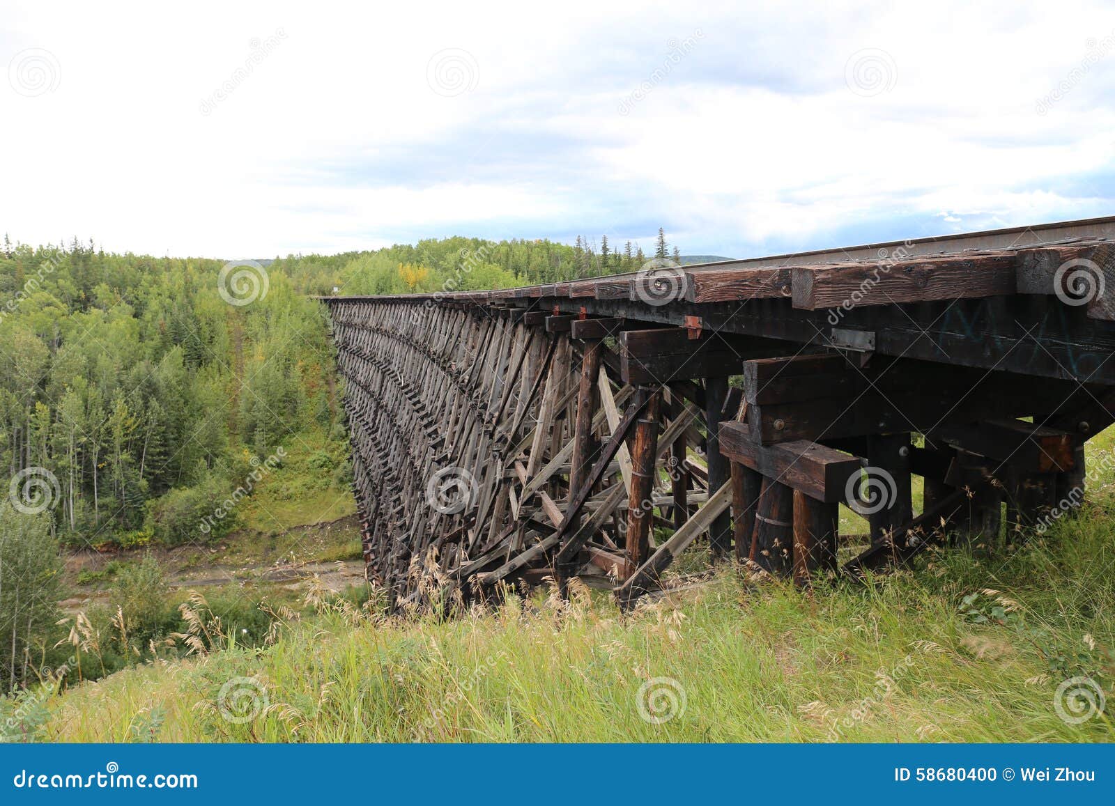 Wooden train trestle stock photo. Image of 1930, landscape 58680400