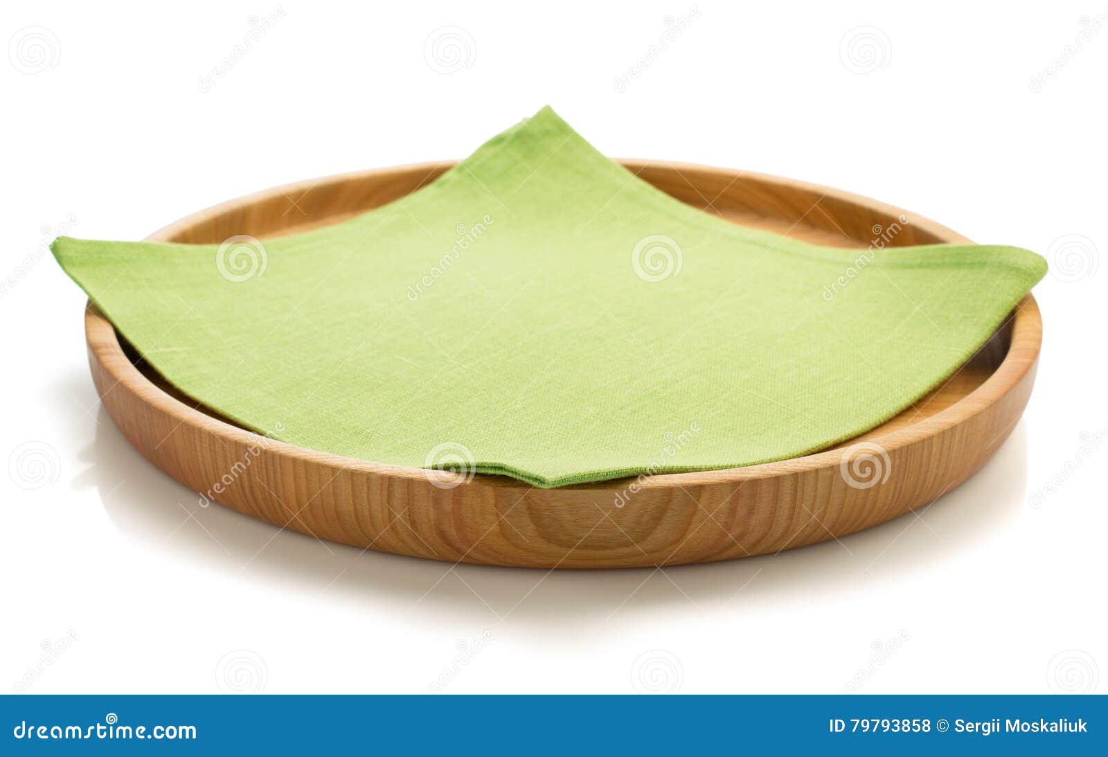 Wooden Tray and Napkin on White Stock Photo Image of dish, closeup