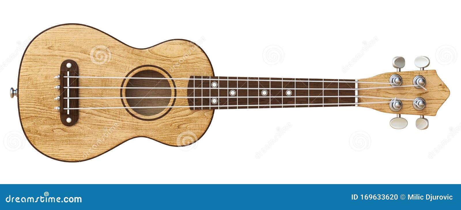 Wooden Ukulele Front View 3D Stock Illustration Illustration of