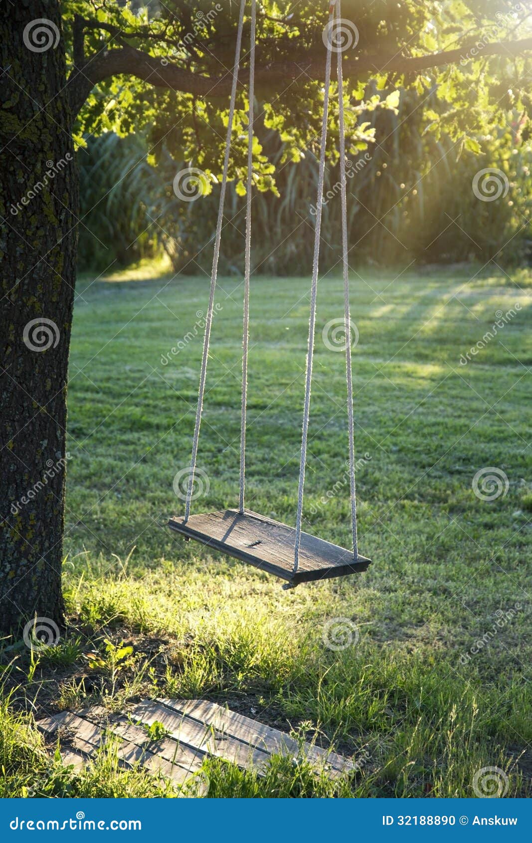 wooden vintage garden swing