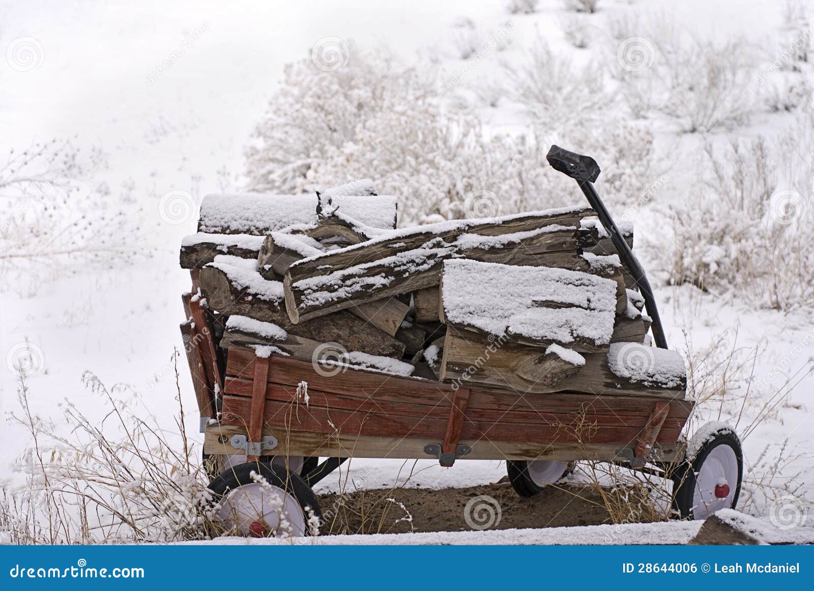 Wooden Wagon in the Snow stock photo. Image of scene 28644006