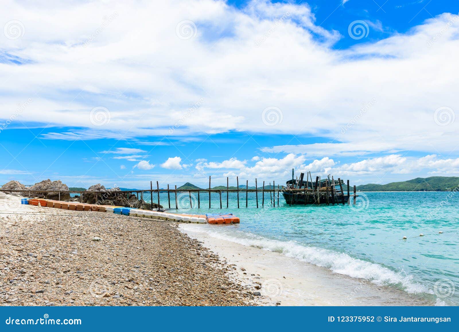 White Sand Beach With Blue  Sea  On KohKham Stock Photo 