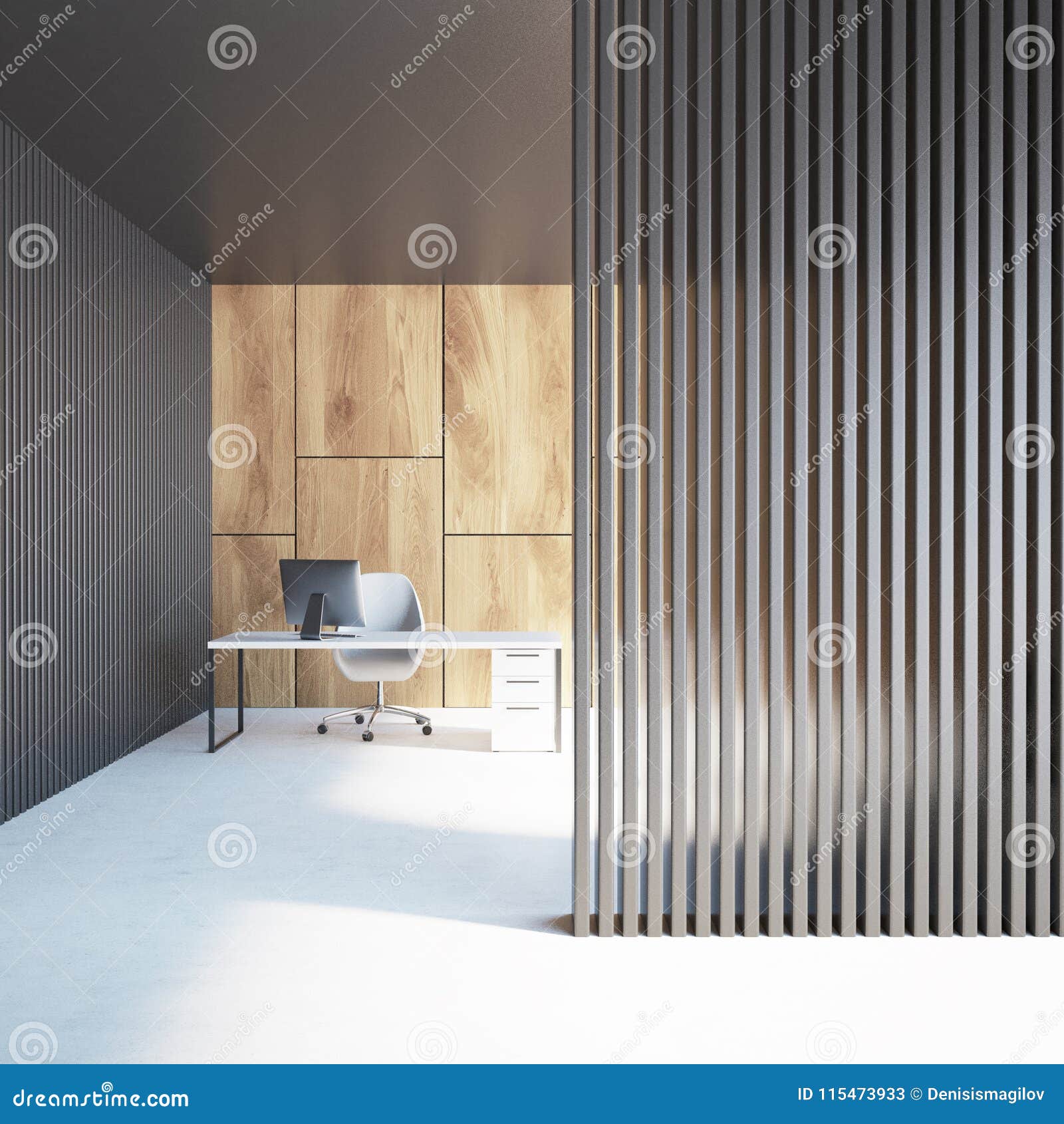 Wooden Wall Ceo Office Interior Stock Illustration