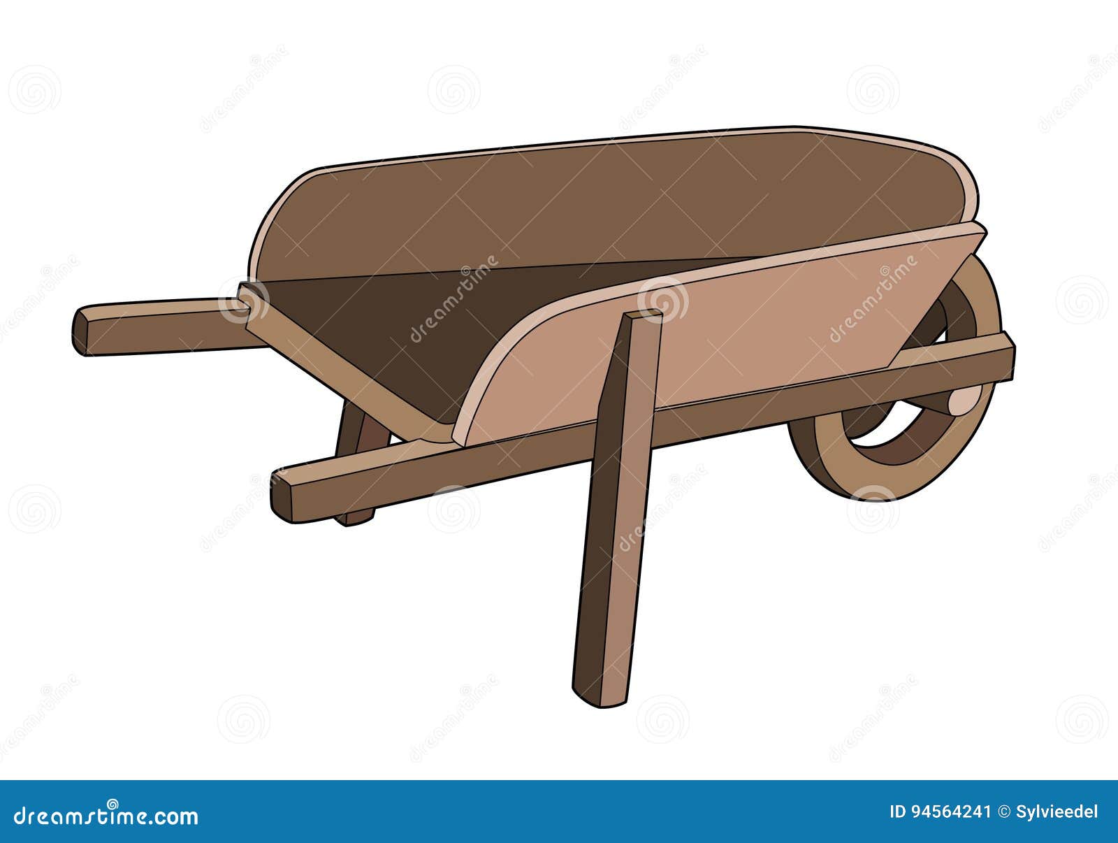 Wooden wheelbarrow stock vector. Illustration of gardening 94564241