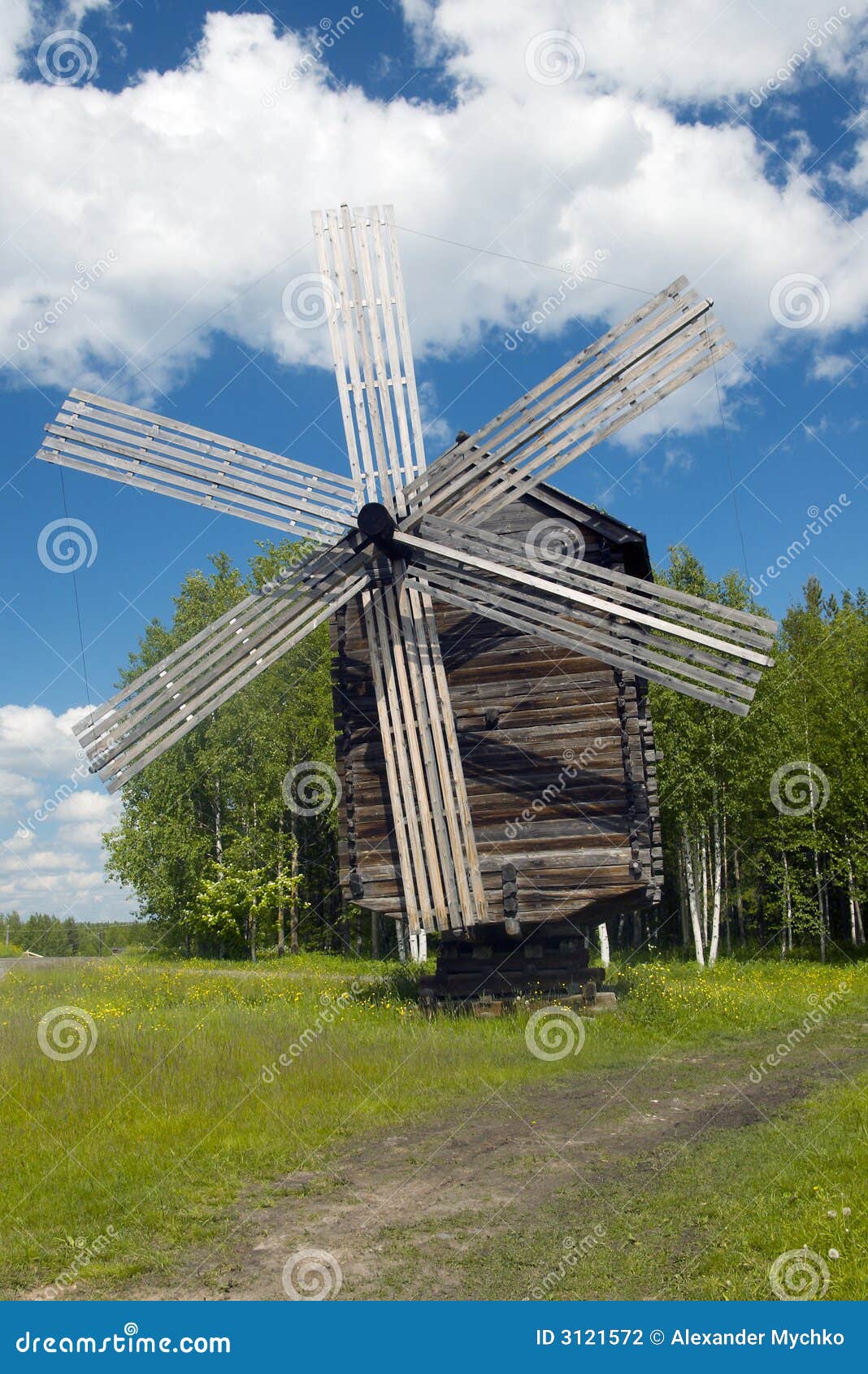 Wooden wind mill stock photo. Image of grass, landscape - 3121572