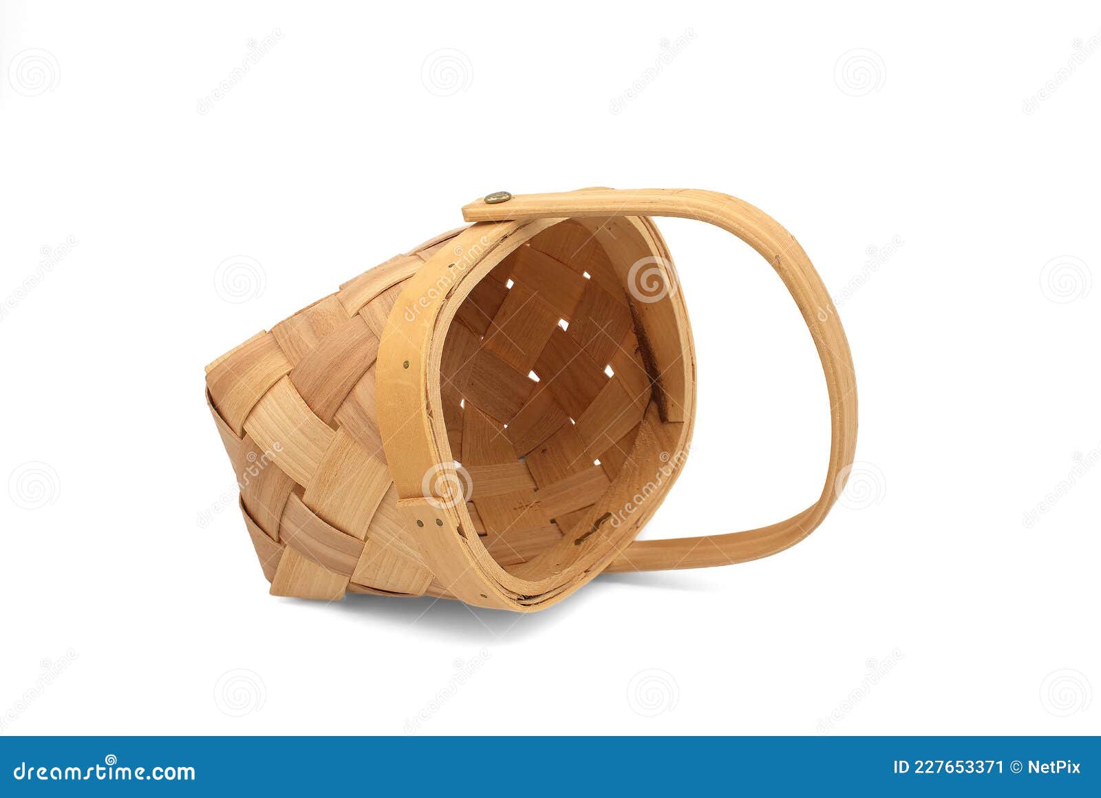 Wooden Woven Storage Basket with Handle Stock Image Image of carry