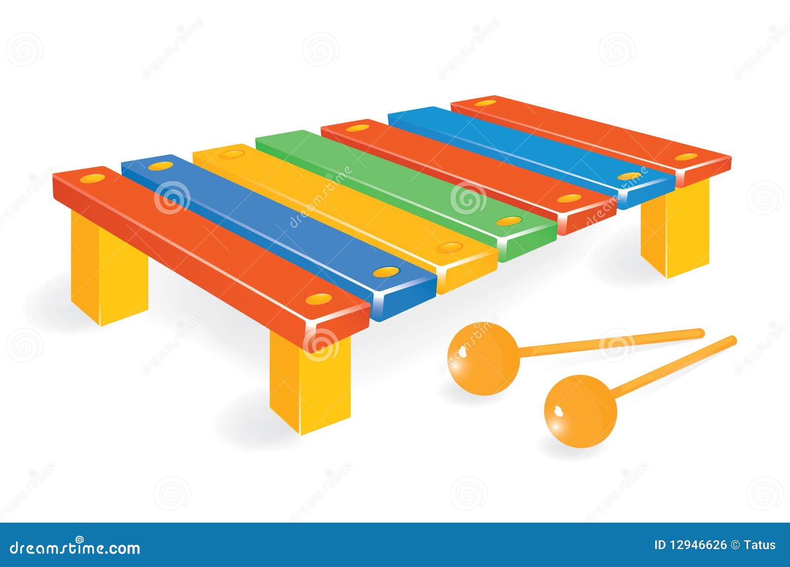 Wooden Xylophone with Mallet Stock Vector Illustration of notes