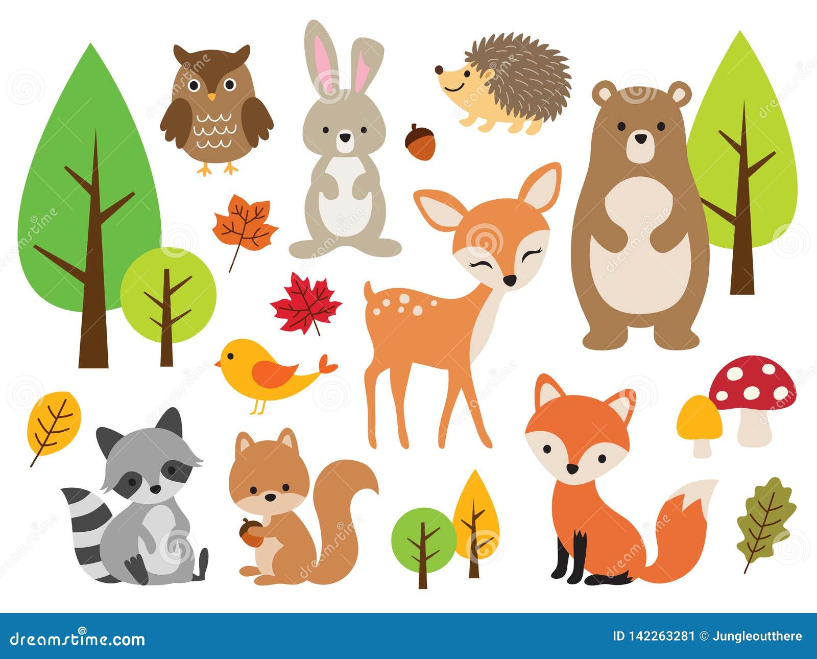 cute woodland forest animal   set