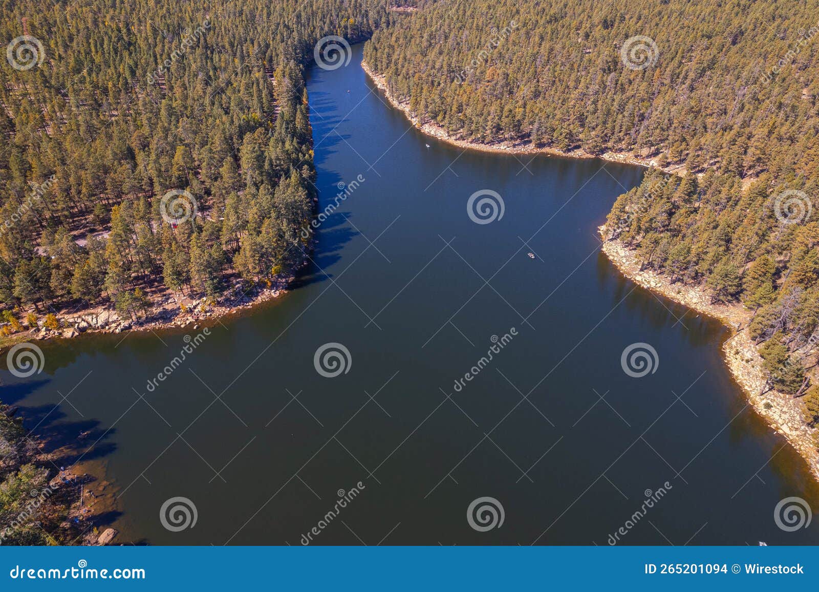Woods Canyon Lake Surrounded by Forests , Aerial View Stock Photo Image of trees, countryside