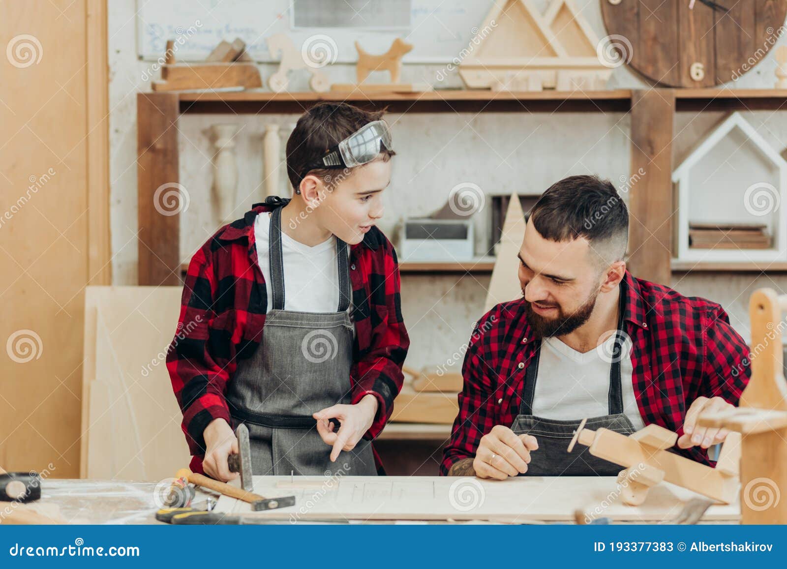 Woodwork Classes for Children and Creativity Concept Stock Image