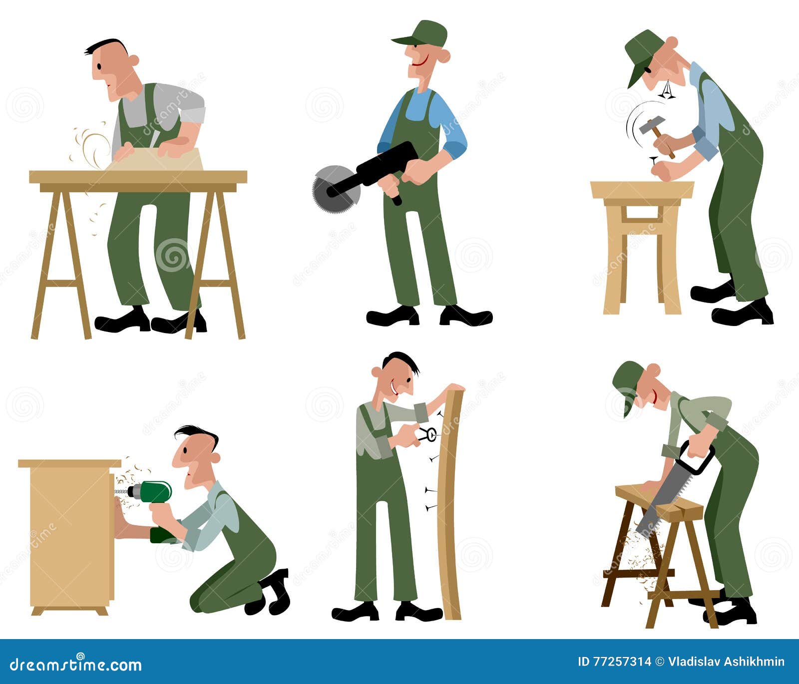 Woodwork professionals set stock vector. Illustration of plane 77257314