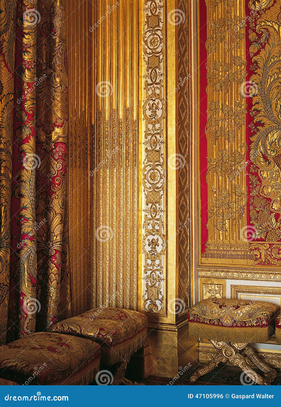 woodwork and silks at versailles palace france