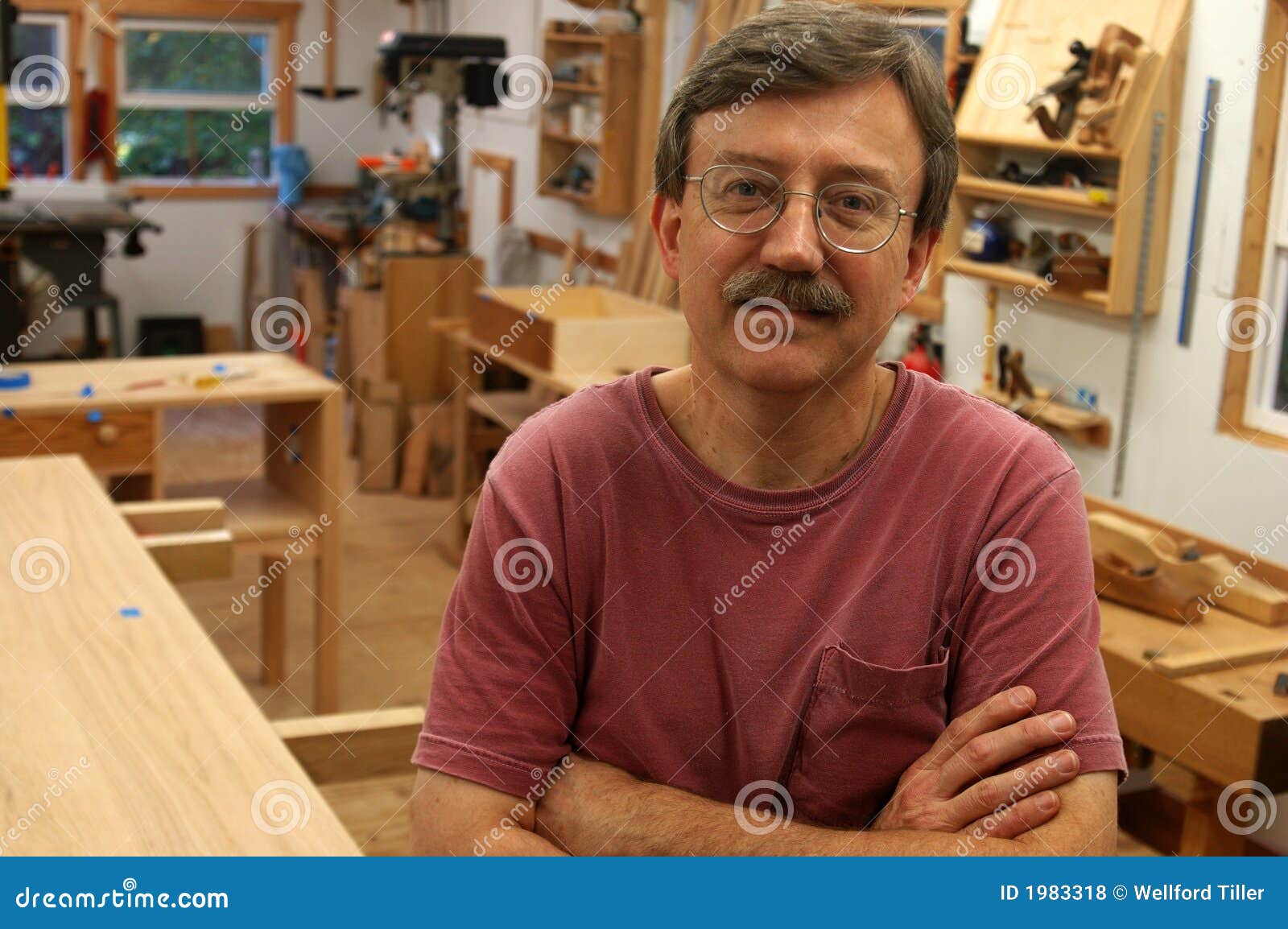 Woodworker in His Shop stock photo. Image of carpenter - 1983318