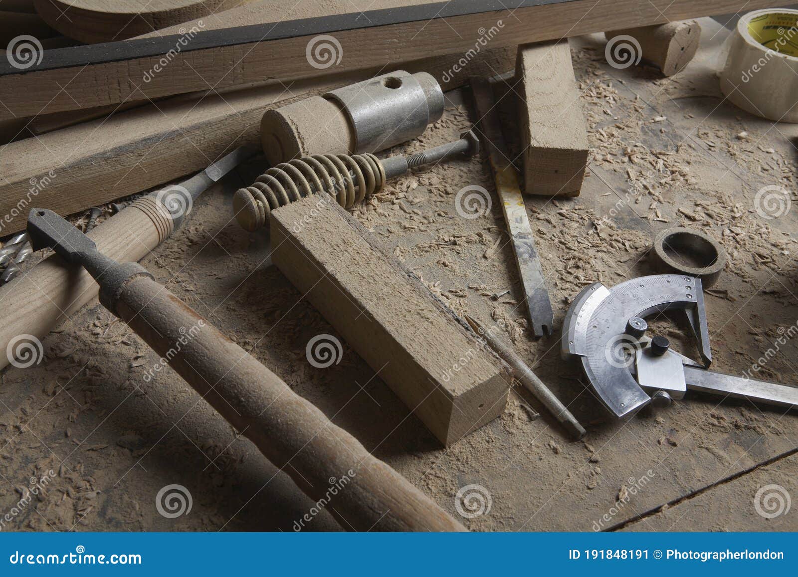 Woodworker`s Tools among Wood Shavings Stock Image Image of rasp