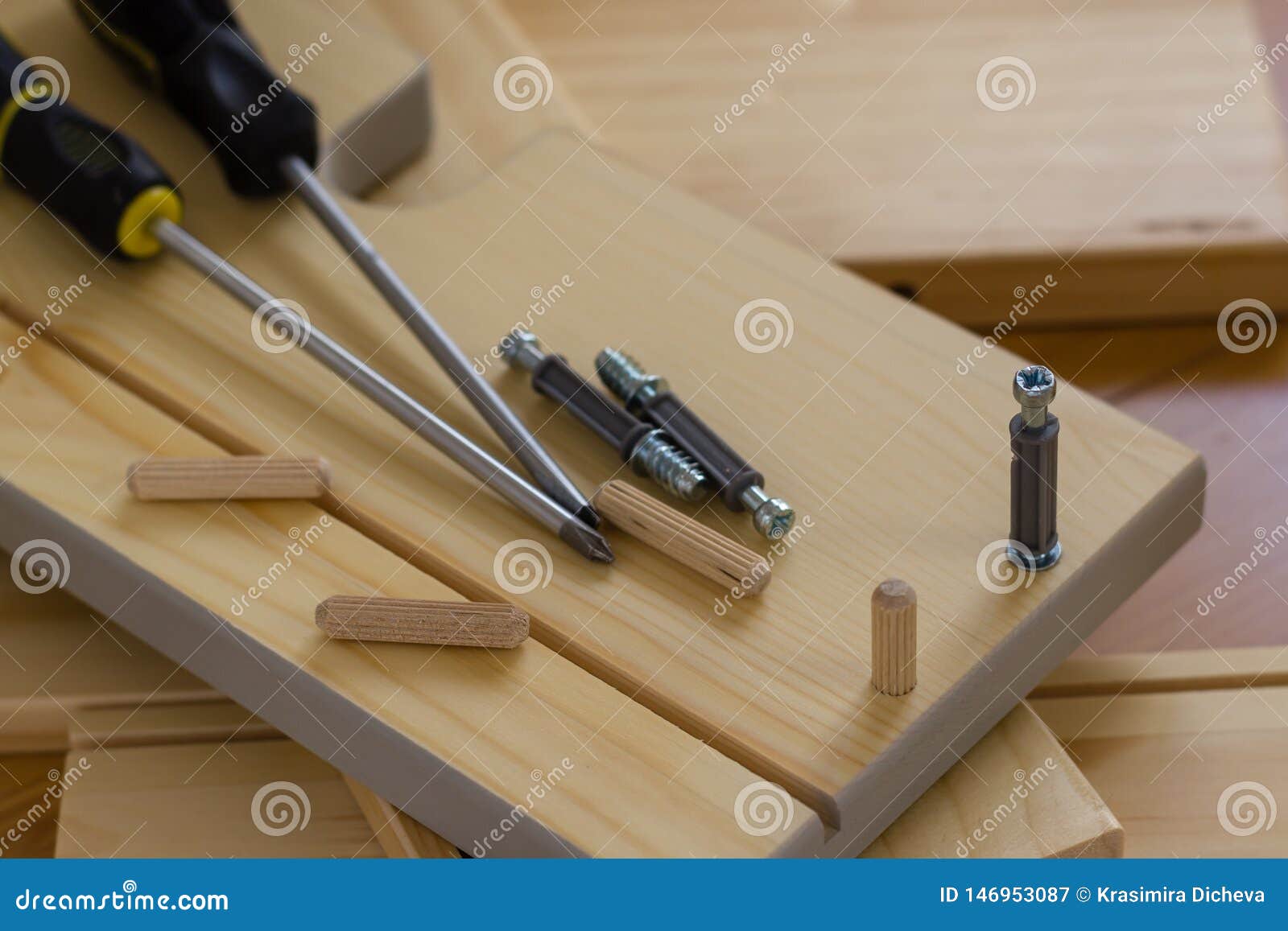 Woodworking, Assembling Furniture Stock Image Image of equipment, background 146953087