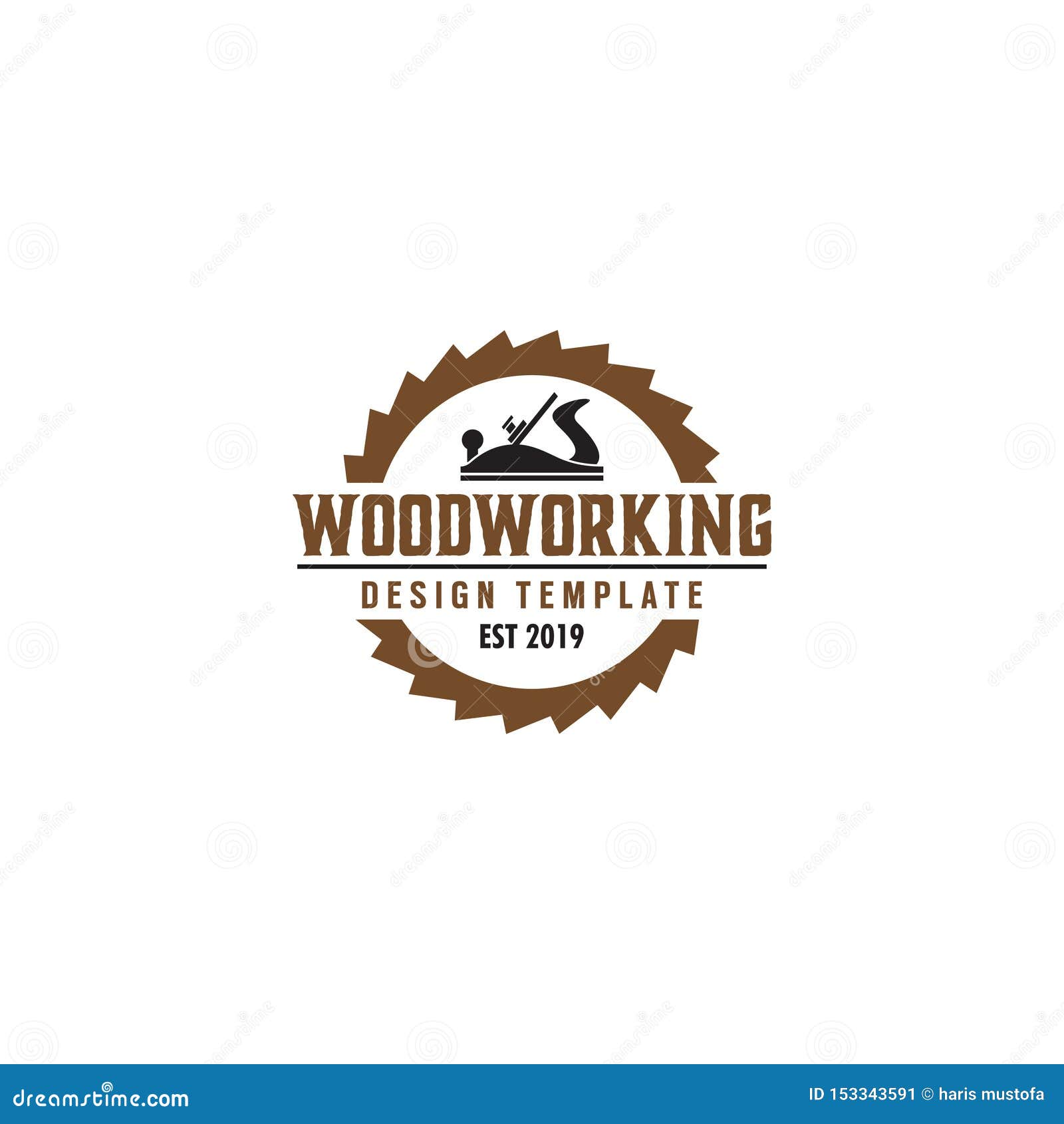 Woodworking Gear Logo Design Template Vector Element Isolated Stock