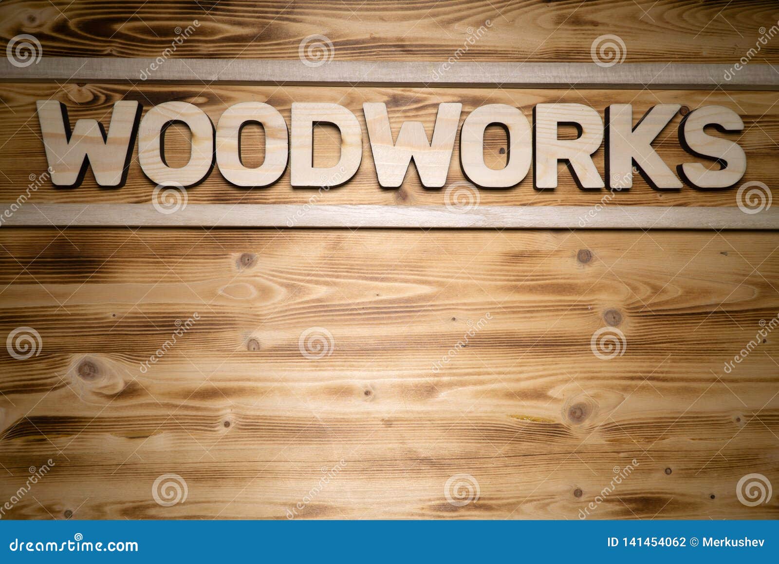 woodworks word made of wooden letters on wooden board