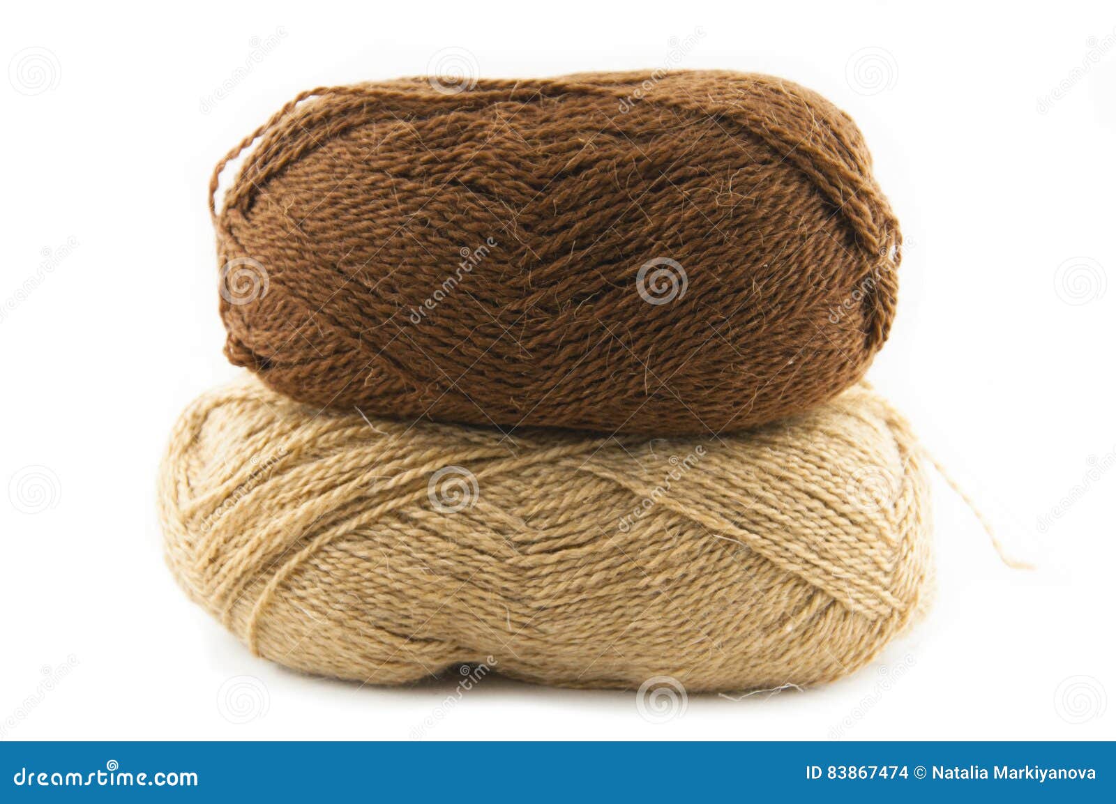 Light Brown Yarn Ball On White Background Stock Photo - Download