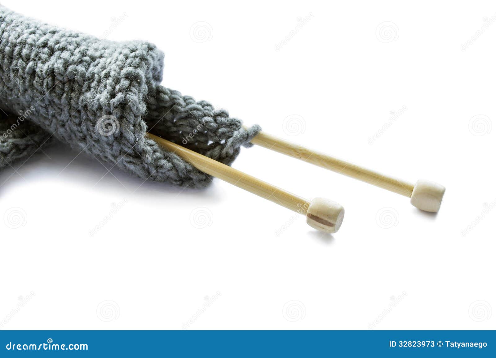 Wool Knitting on Wooden Needles Stock Image Image of knit, sweater