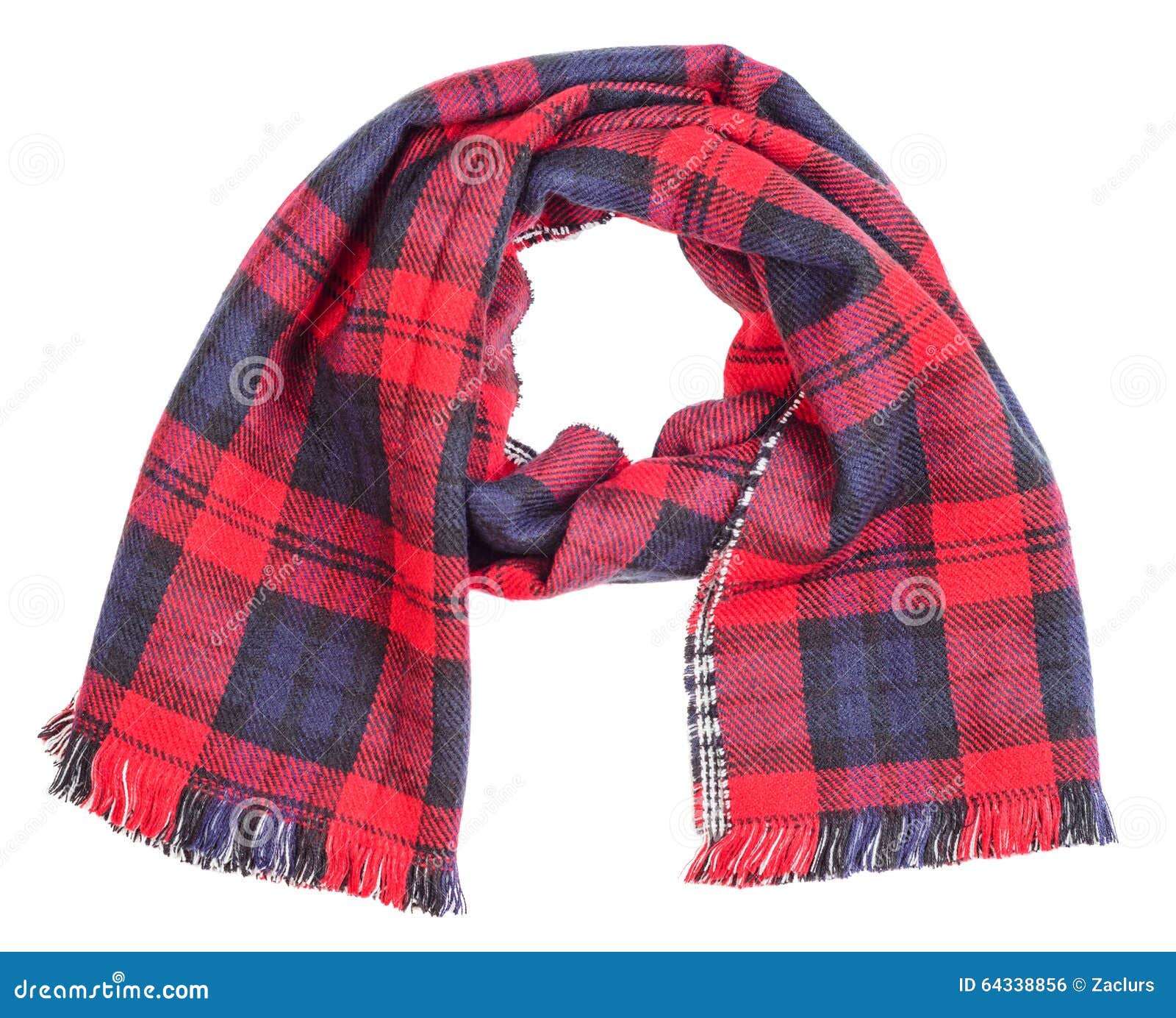 Wool Red Tartan Plaid Scarf Isolated Stock Photo Image of spring, fringe 64338856