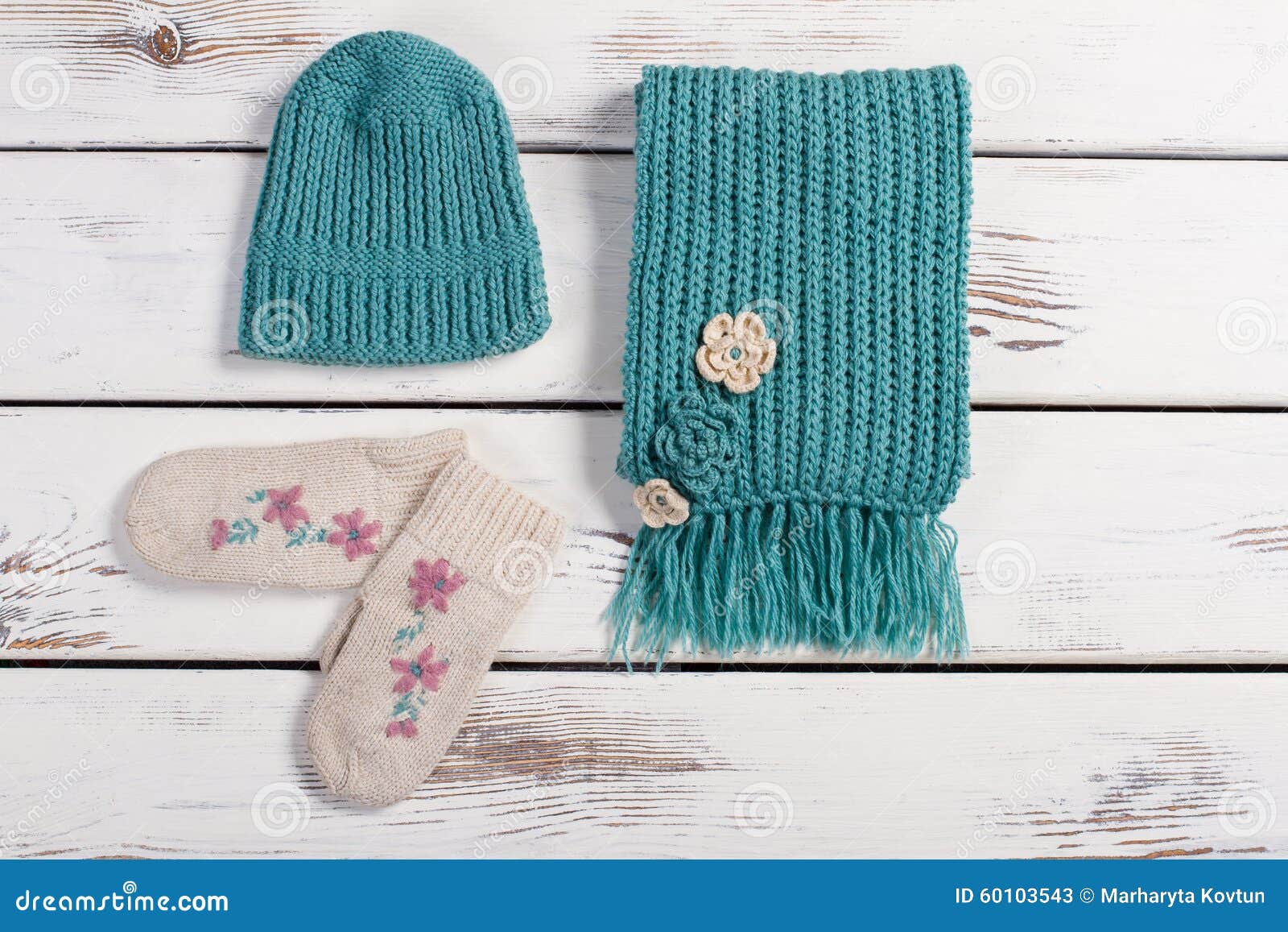 Wool Scarf, Hat and Mittens. Stock Image - Image of isolated, knot ...