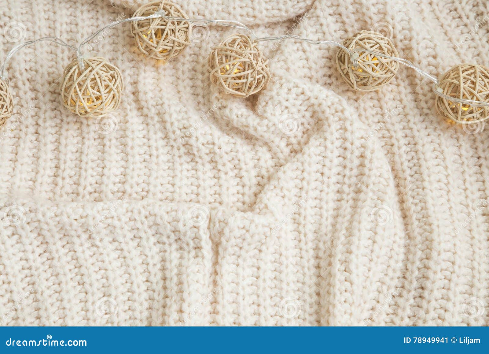 Woolen Blanket with Lights Decoration Stock Image Image of home