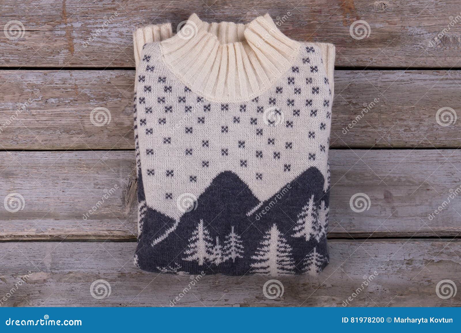 Woolen Warm Sweater with Winter Pattern. Stock Photo - Image of ...