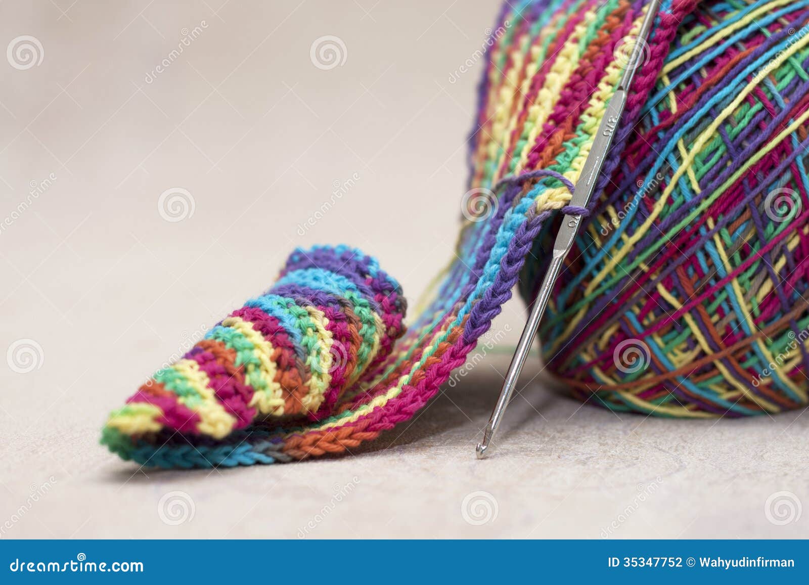 Woollen Thread and Knitting Needle. Needlework Accessories Stock Photo