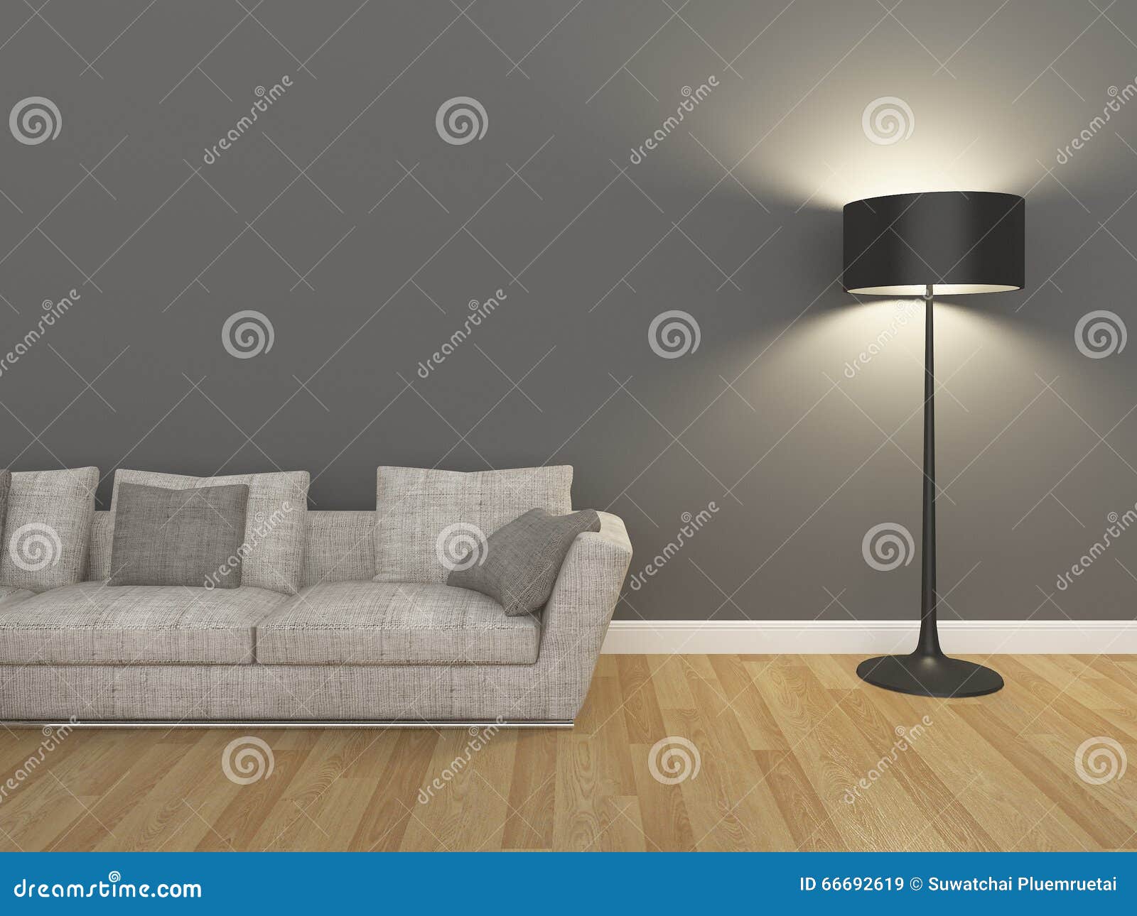 Woonkamer met bank en staande lamp stock illustratie afbeelding ...