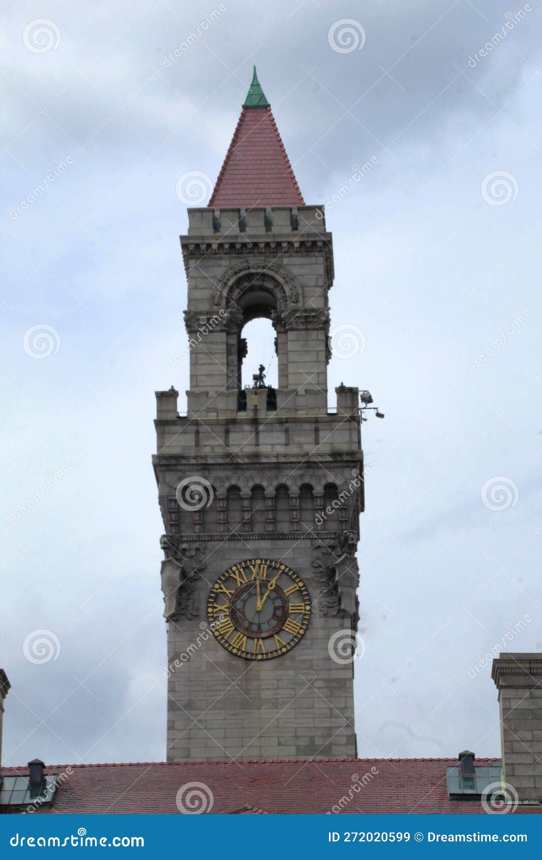 Worcester City Hall Clock Tower, on Overcast Day Stock Image Image of