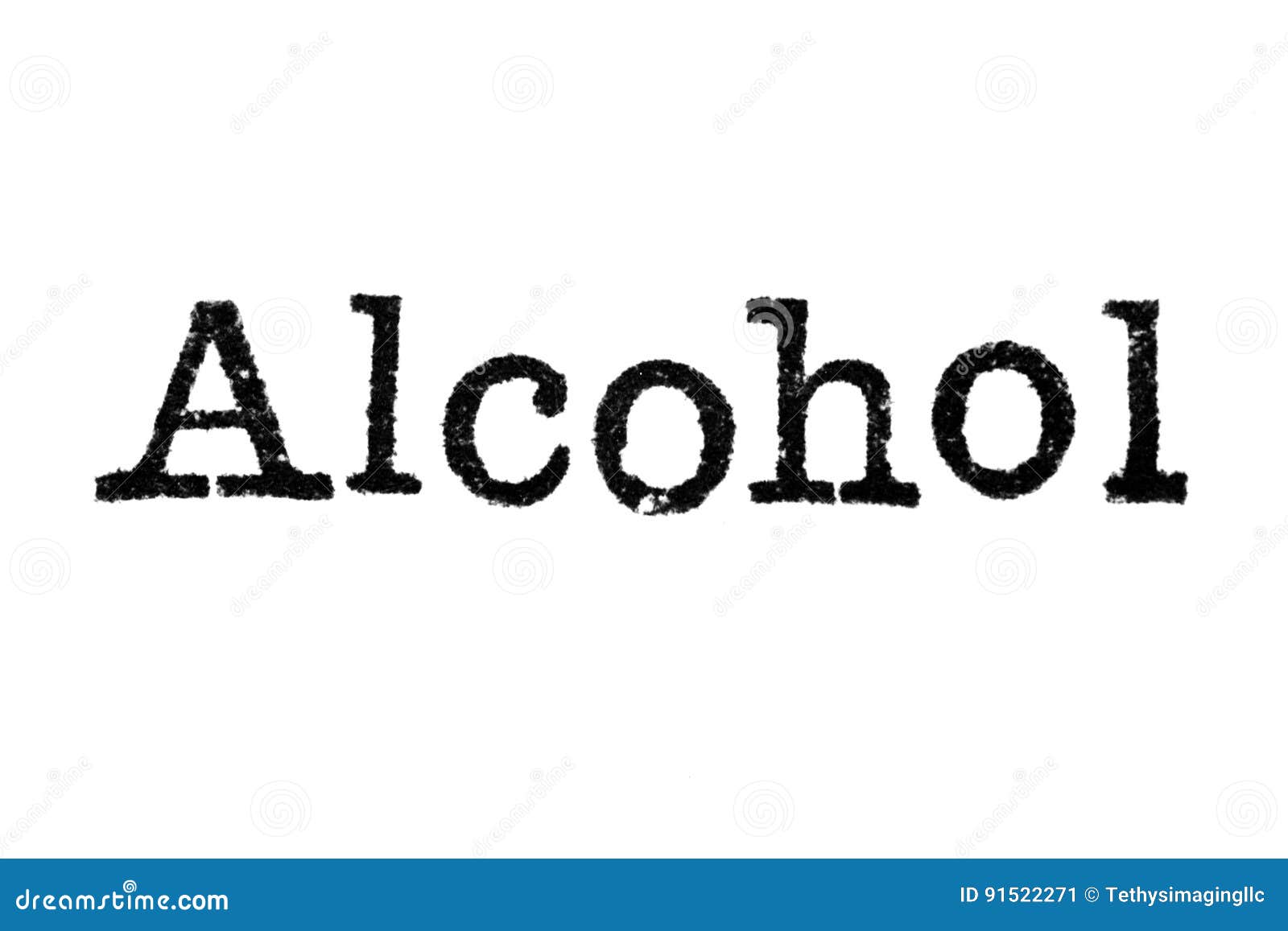 The Word `Alcohol` from a Typewriter on White Stock Illustration