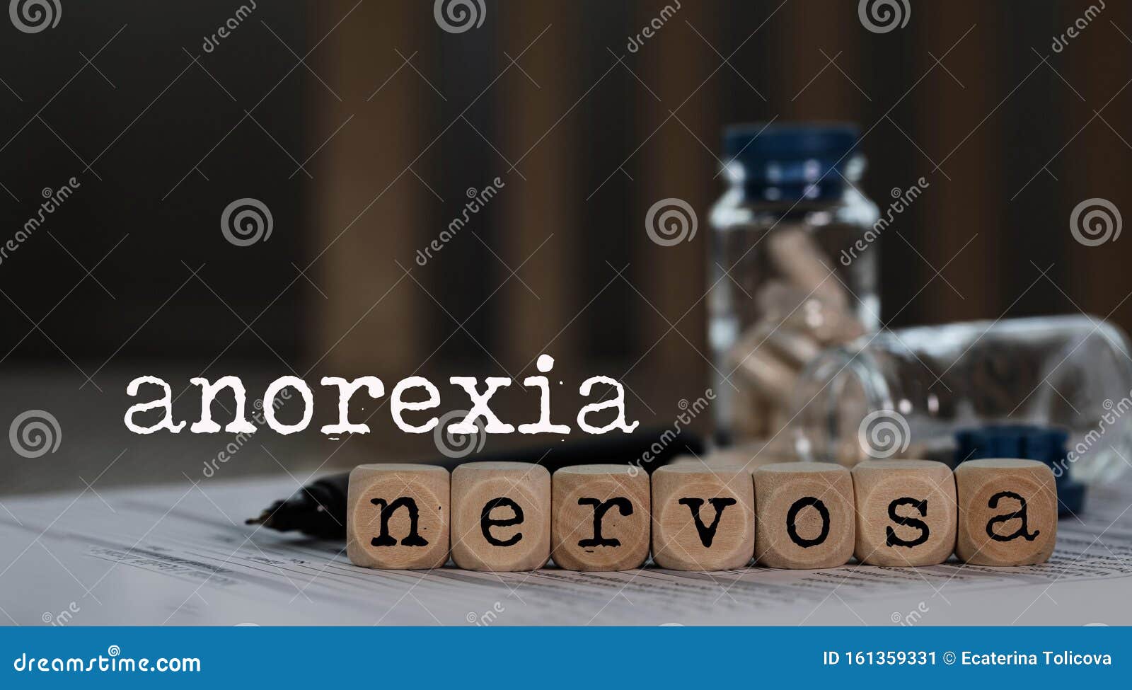 word anorexia nervosa composed of wooden dices